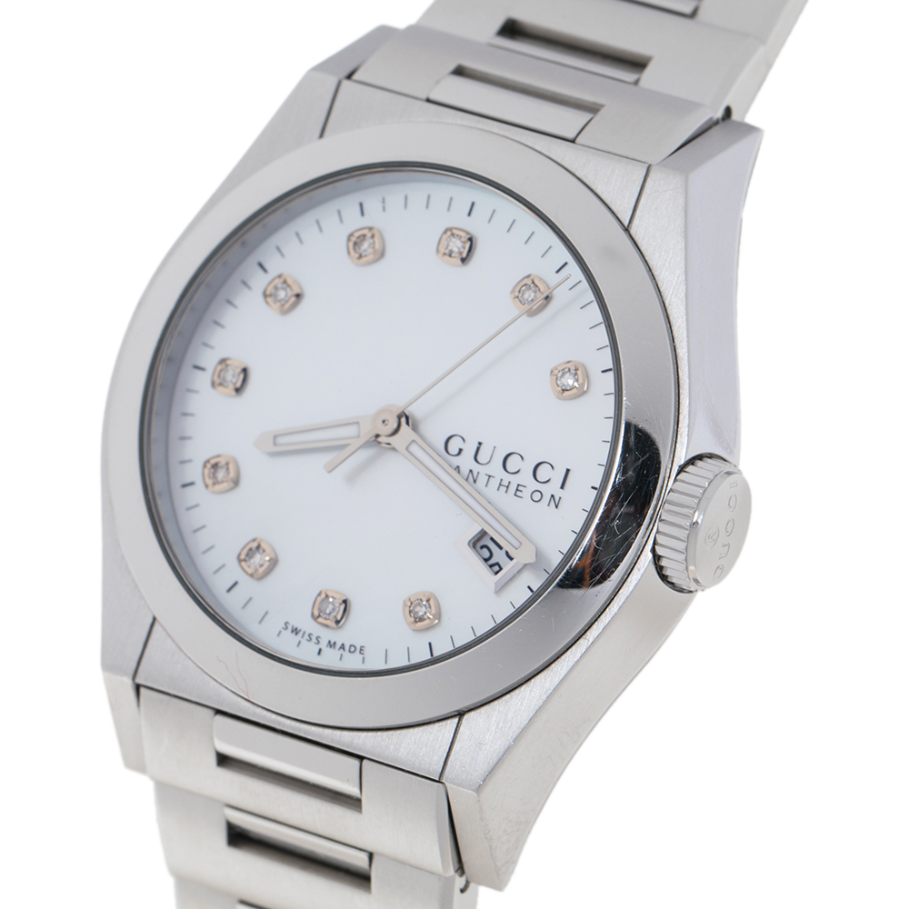

Gucci MOP Diamonds Stainless Steel Pantheon YA115403, Silver