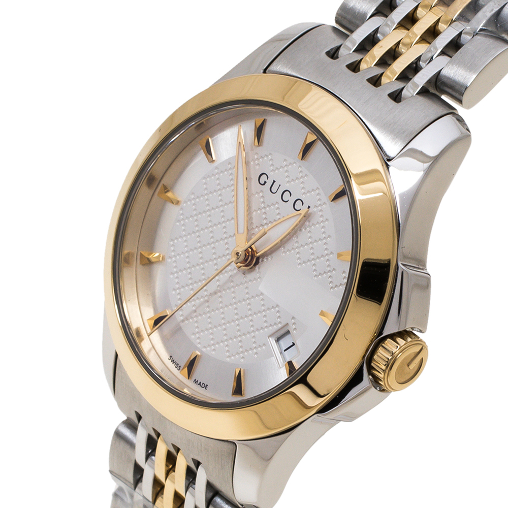 

Gucci Silver Two-Tone Stainless Steel G Timeless