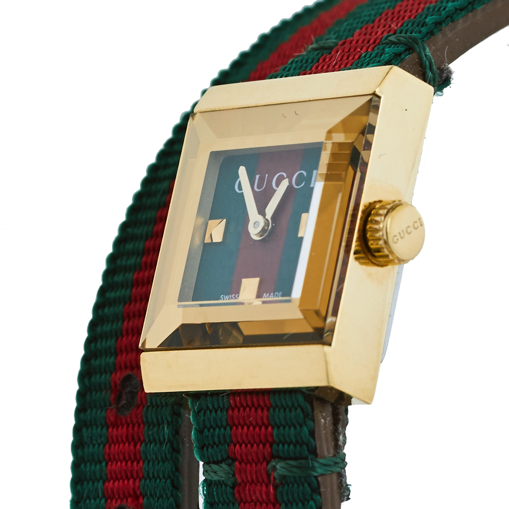 

Gucci Gold PVD Stainless Steel Web Double Wrap G-Frame YA128527 Women's Wristwatch, Multicolor