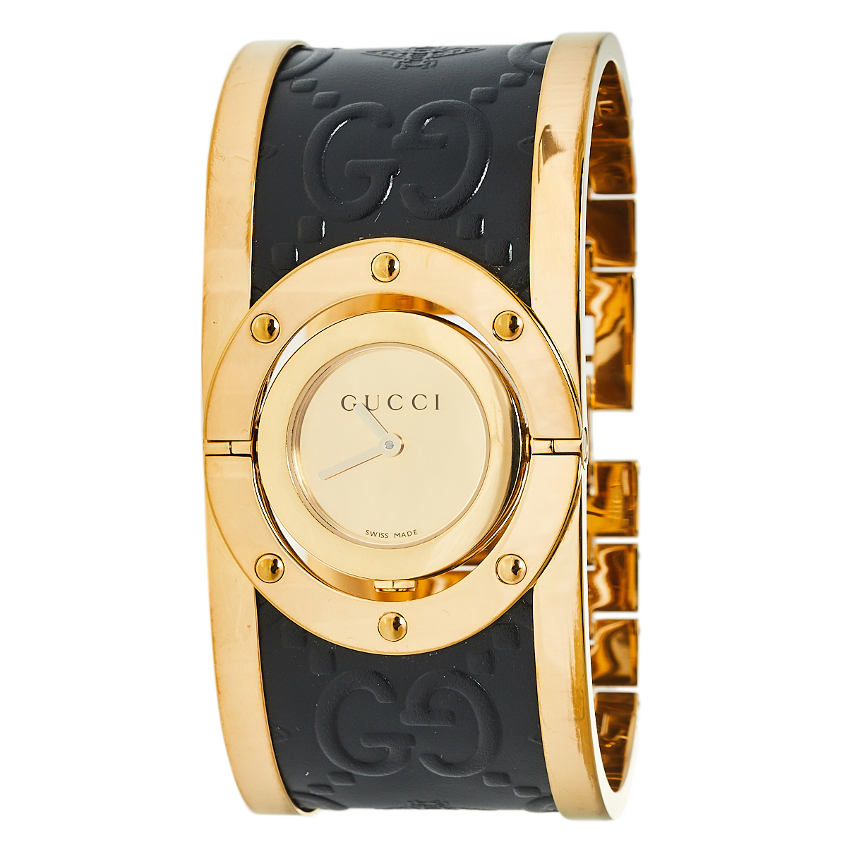 Click to view more detailed imagery on our partner's website Pre-owned Gucci Gold Pvd Stainless Steel Twirl Ya112444 Women's Wristwatch 23 Mm
