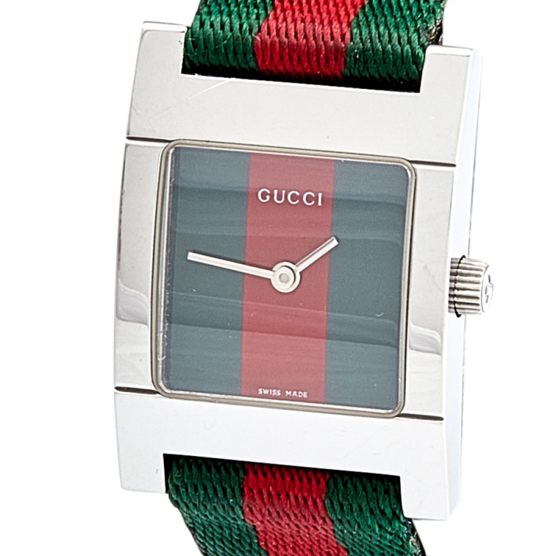 

Gucci Green Red Stainless Steel Canvas Classic, Multicolor