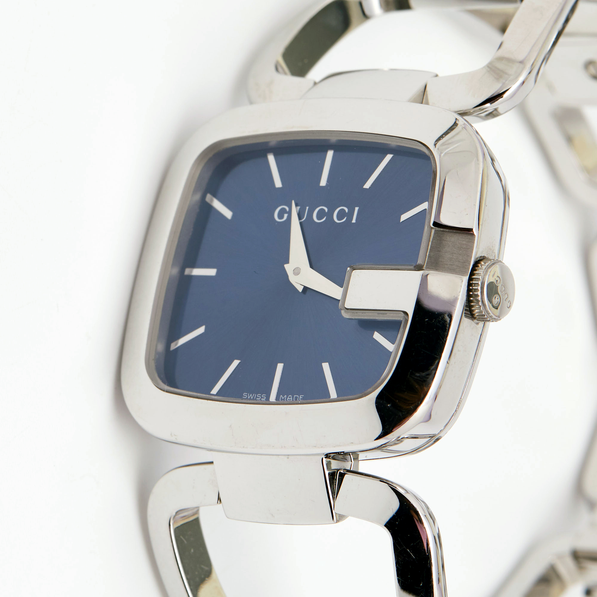 

Gucci Blue Stainless Steel G-Gucci, Silver