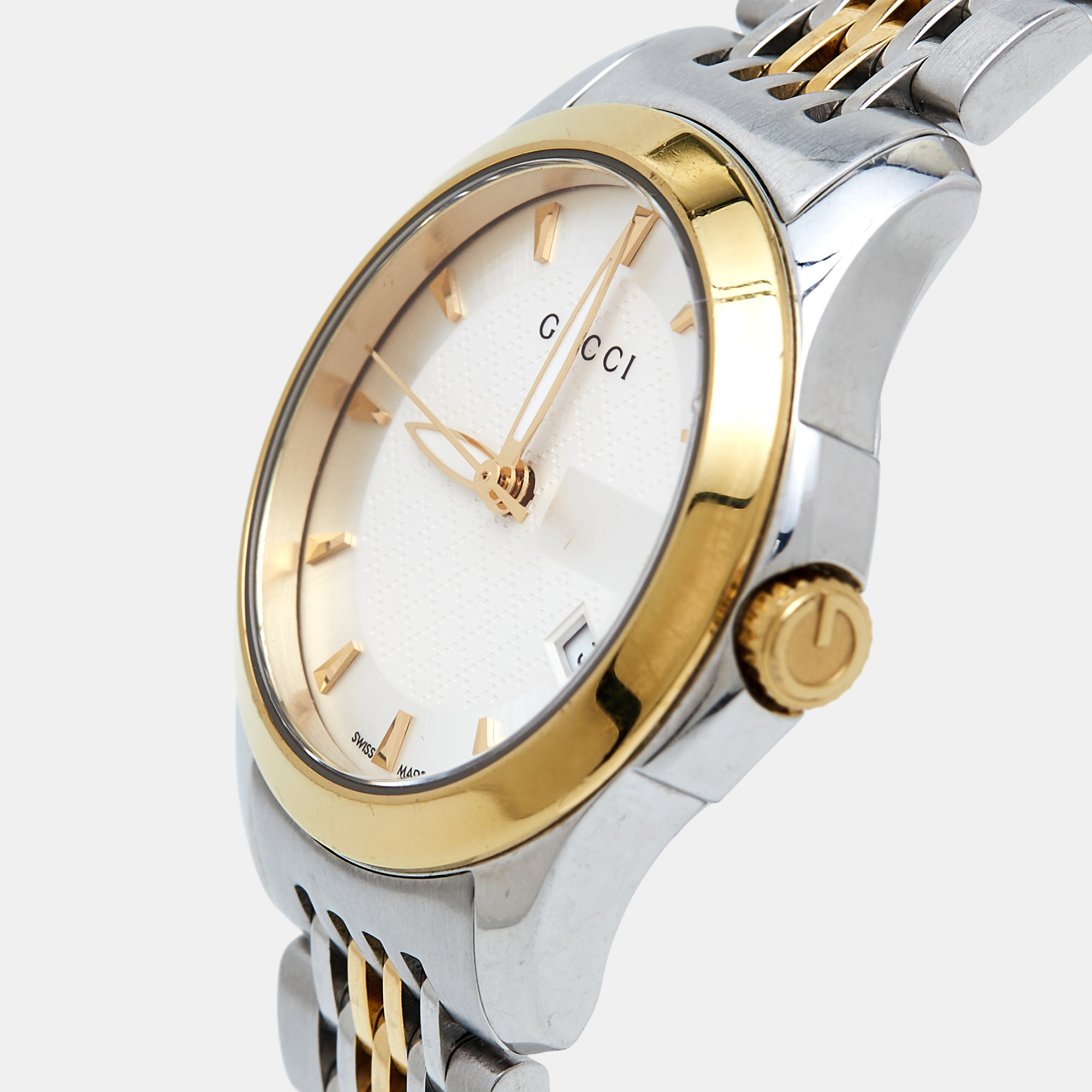 

Gucci Silver Two-Tone Stainless Steel G Timeless