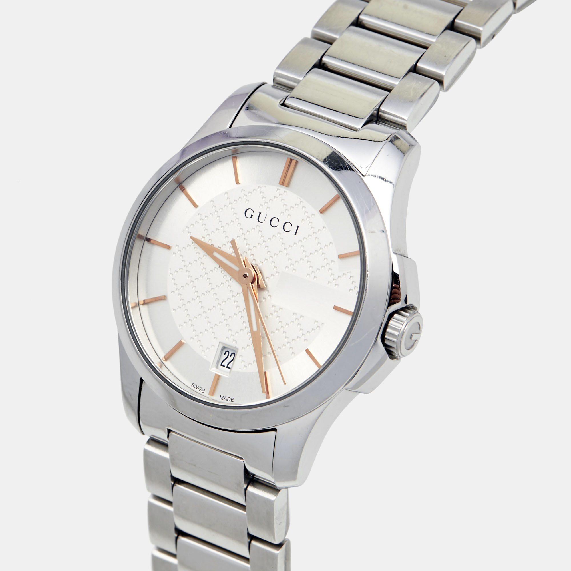 

Gucci Silver White Stainless Steel G-Timeless