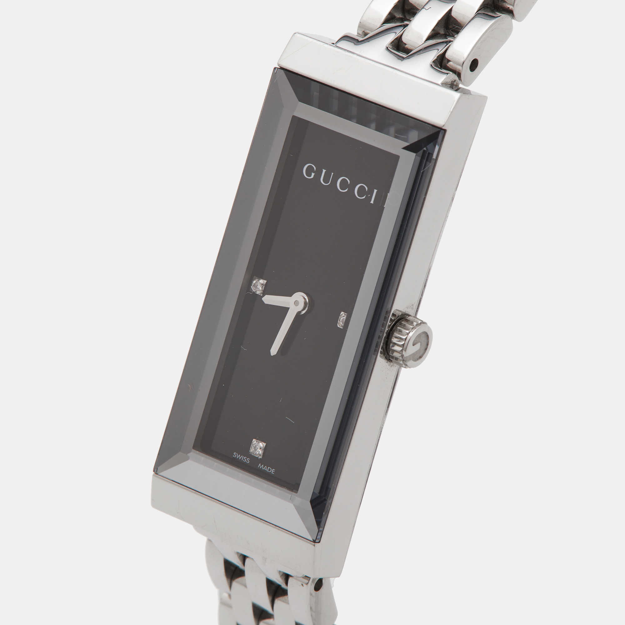 

Gucci Black Stainless Steel G-Frame YA127504 Women's Wristwatch, Silver