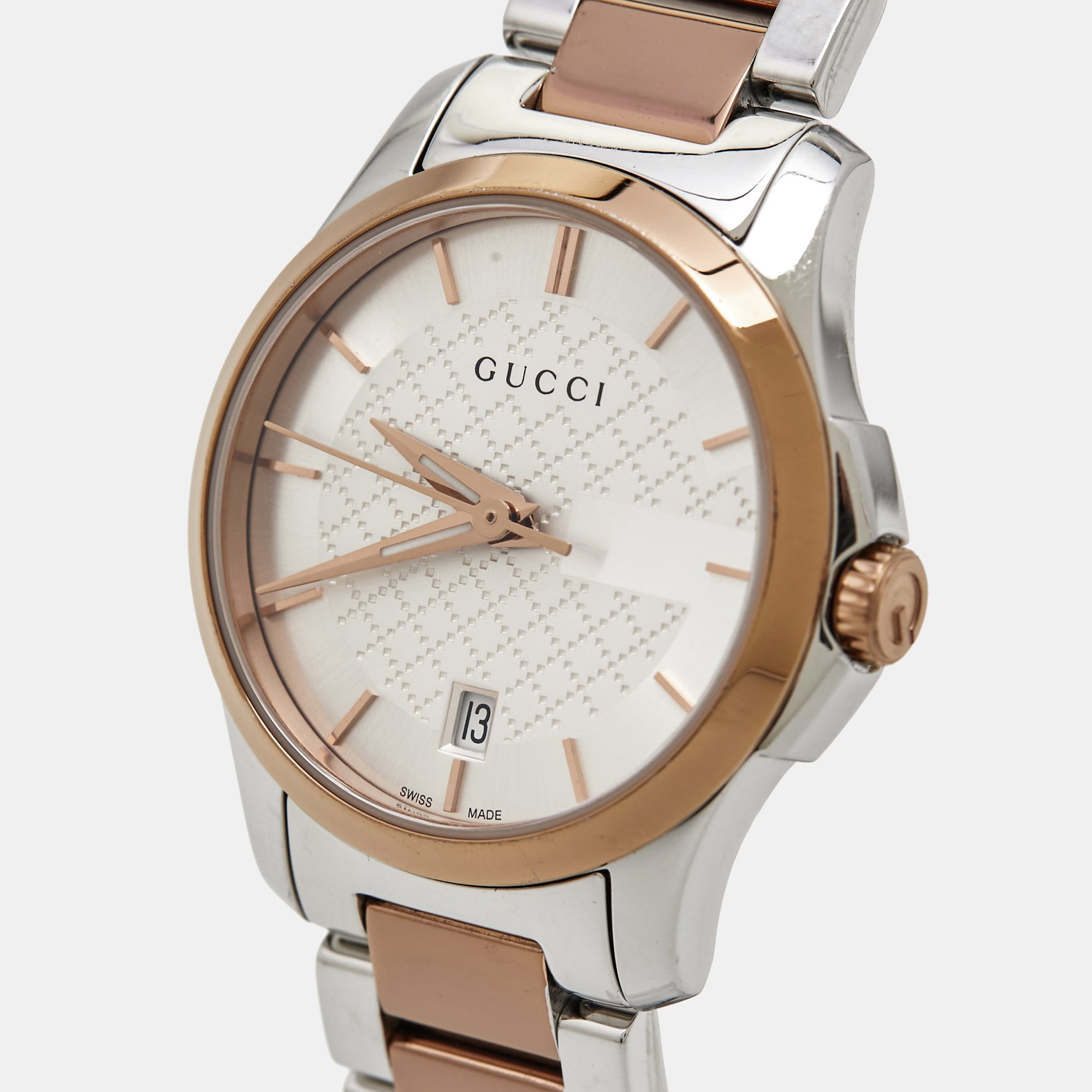 

Gucci Silver Two-Tone Stainless Steel G-Timeless YA126564 Women's Wristwatch
