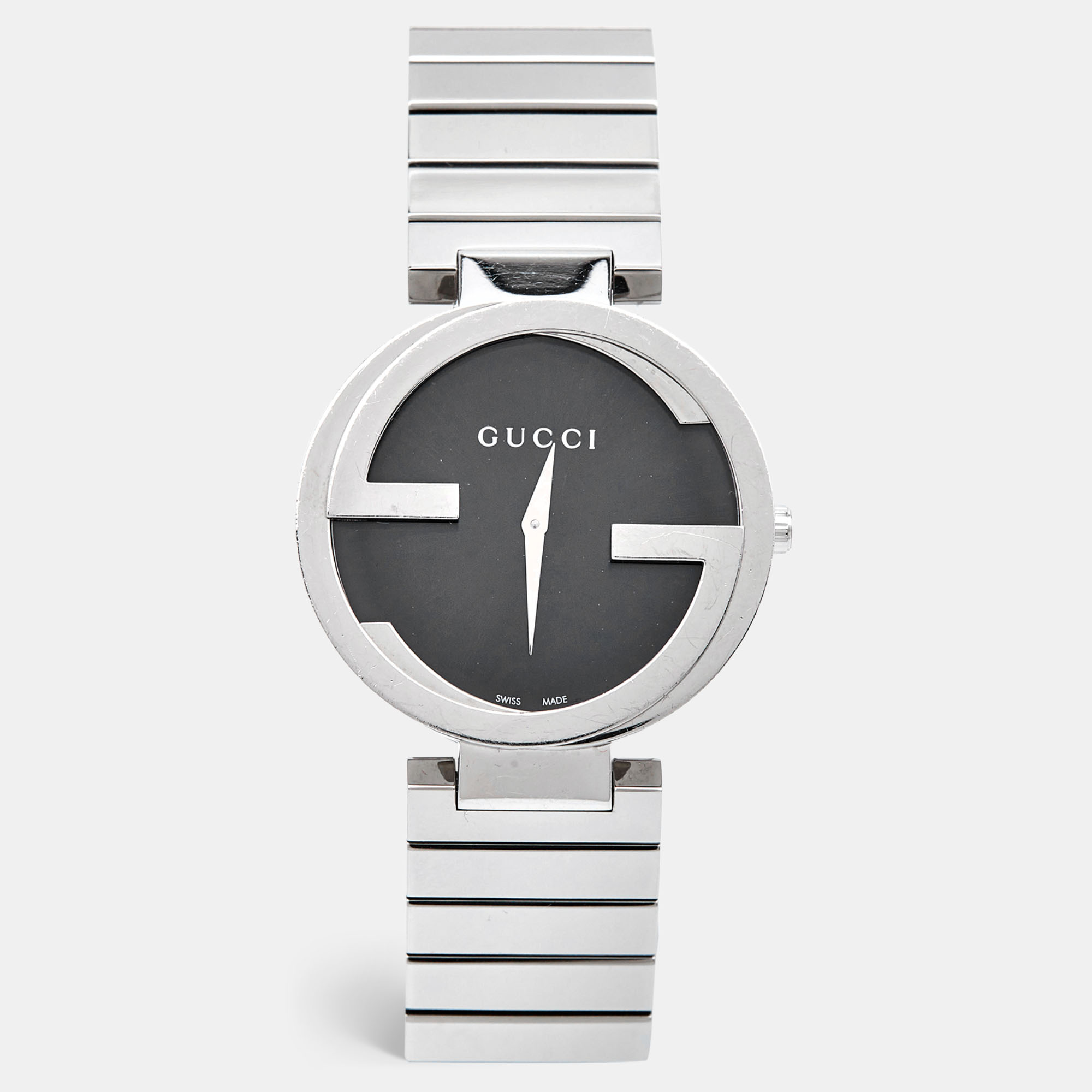 

Gucci Black Stainless Steel Interlocking G YA133307 Women's Wristwatch, Silver