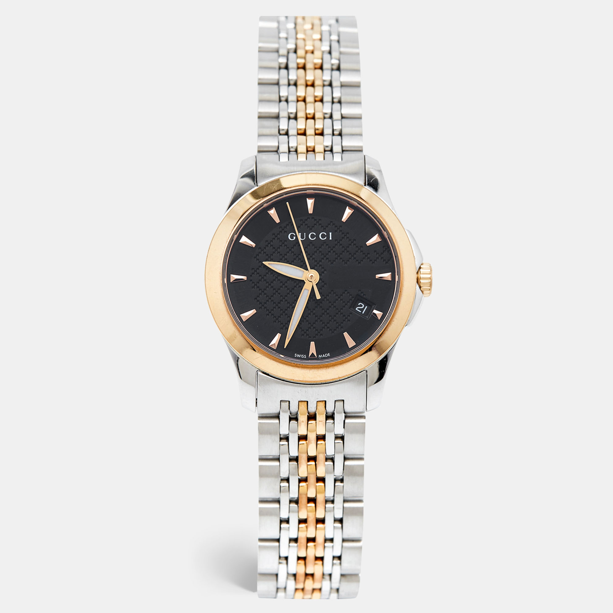 

Gucci Black Two-Tone Stainless Steel G-Timeless YA126512 Women's Wristwatch