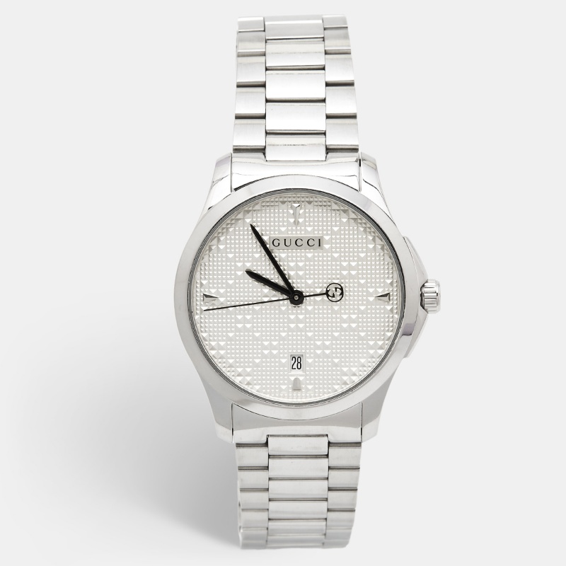 

Gucci Silver Stainless Steel G-Timeless Diamante YA1264024 Women's Wristwatch