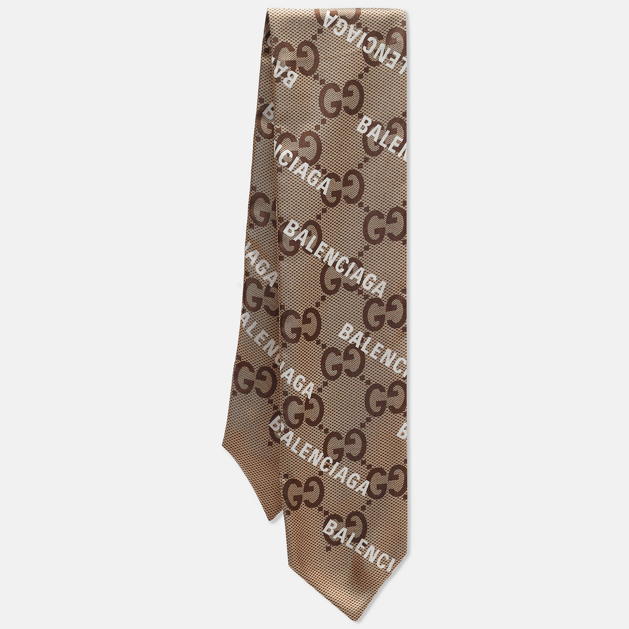 

Gucci X Balenciaga Brown Monogram Silk Neck Tie