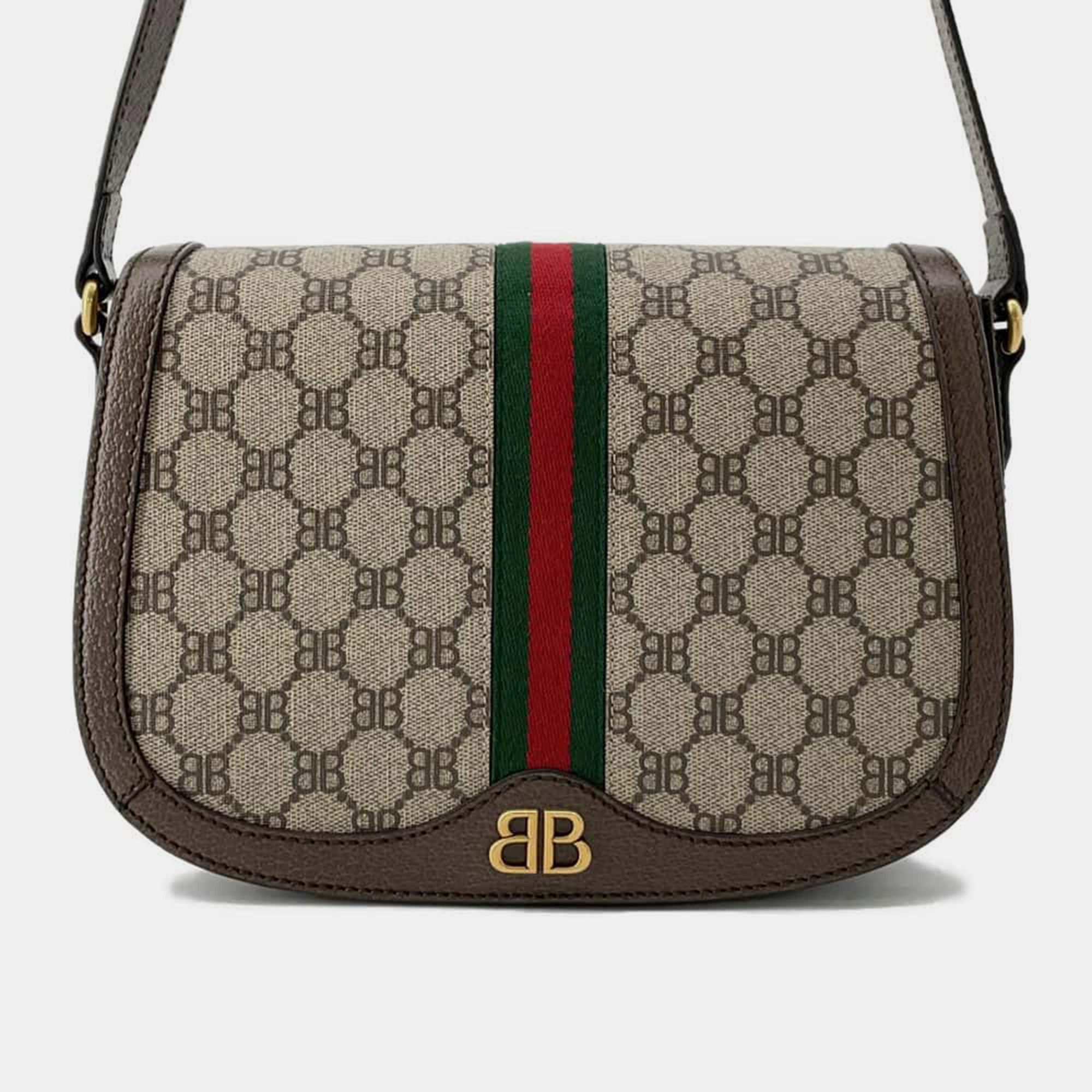 

Gucci x Balenciaga Beige/Brown Canvas and Leather The Hacker Project BB Supreme Ophidia Messenger Bag