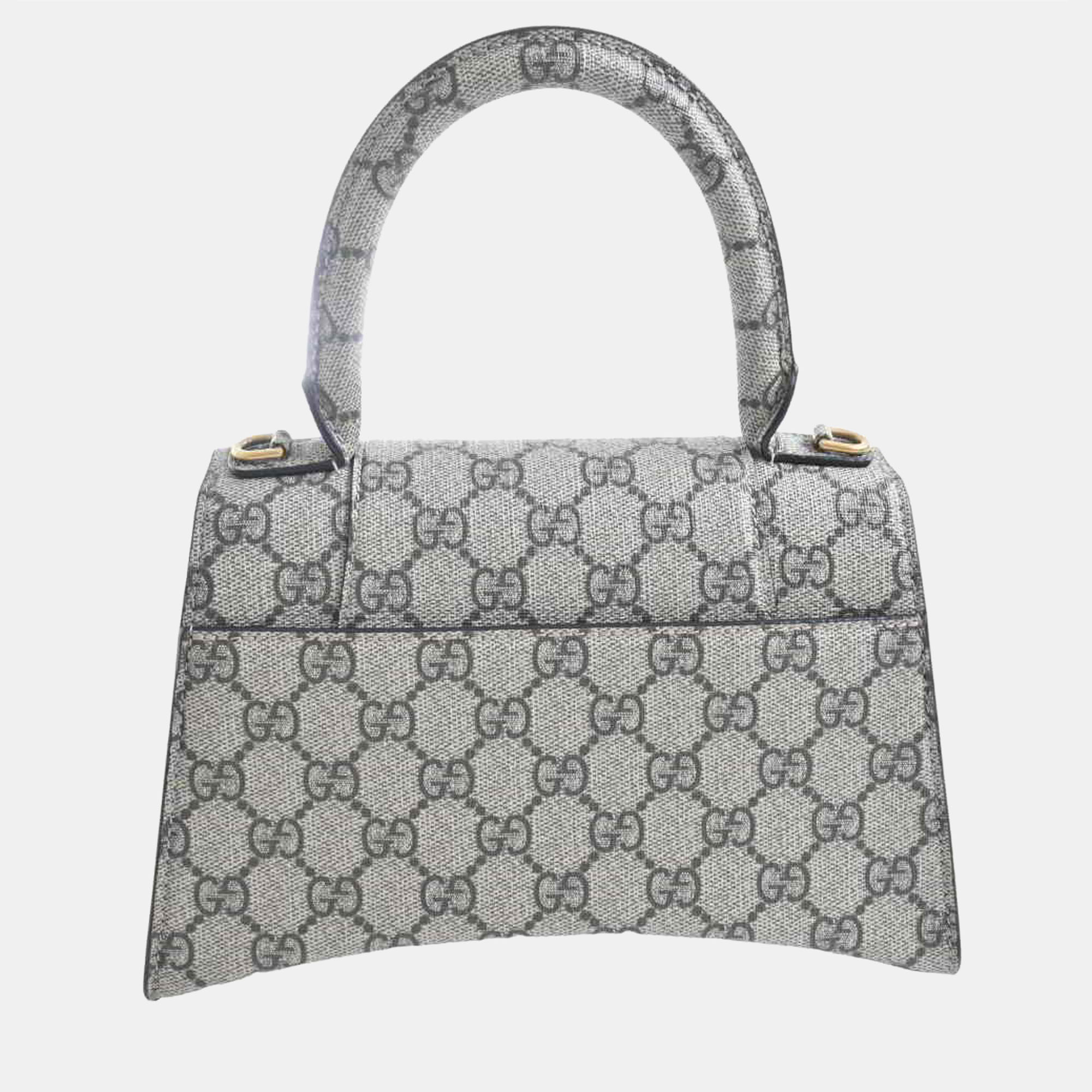 

Gucci x Balenciaga Beige/Brown GG Supreme Canvas Hourglass Top Handle Bag