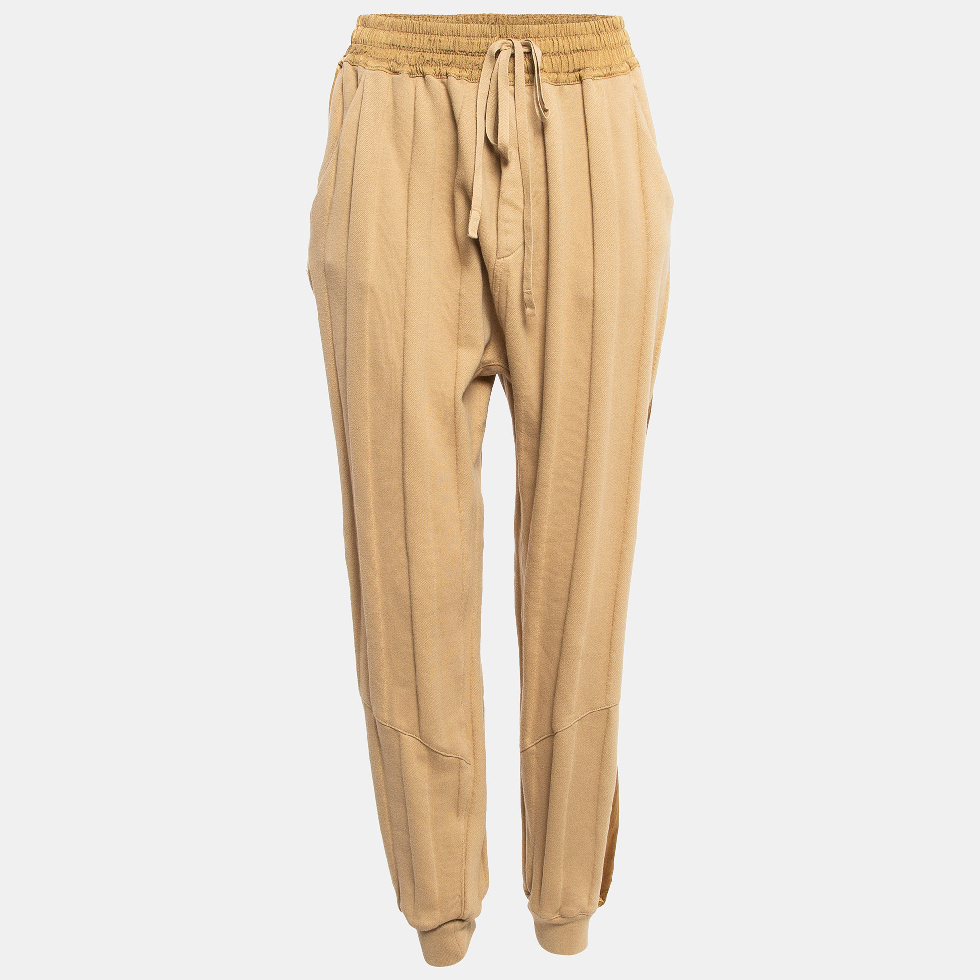 

Haider Ackermann Light Brown Satin Side Stripe Cotton Sweatpants L