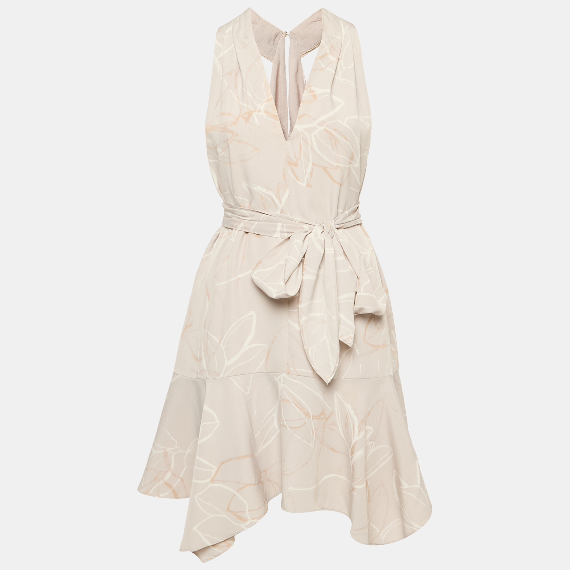 

Halton Heritage Grey Printed Chiffon Flared Mini Dress M