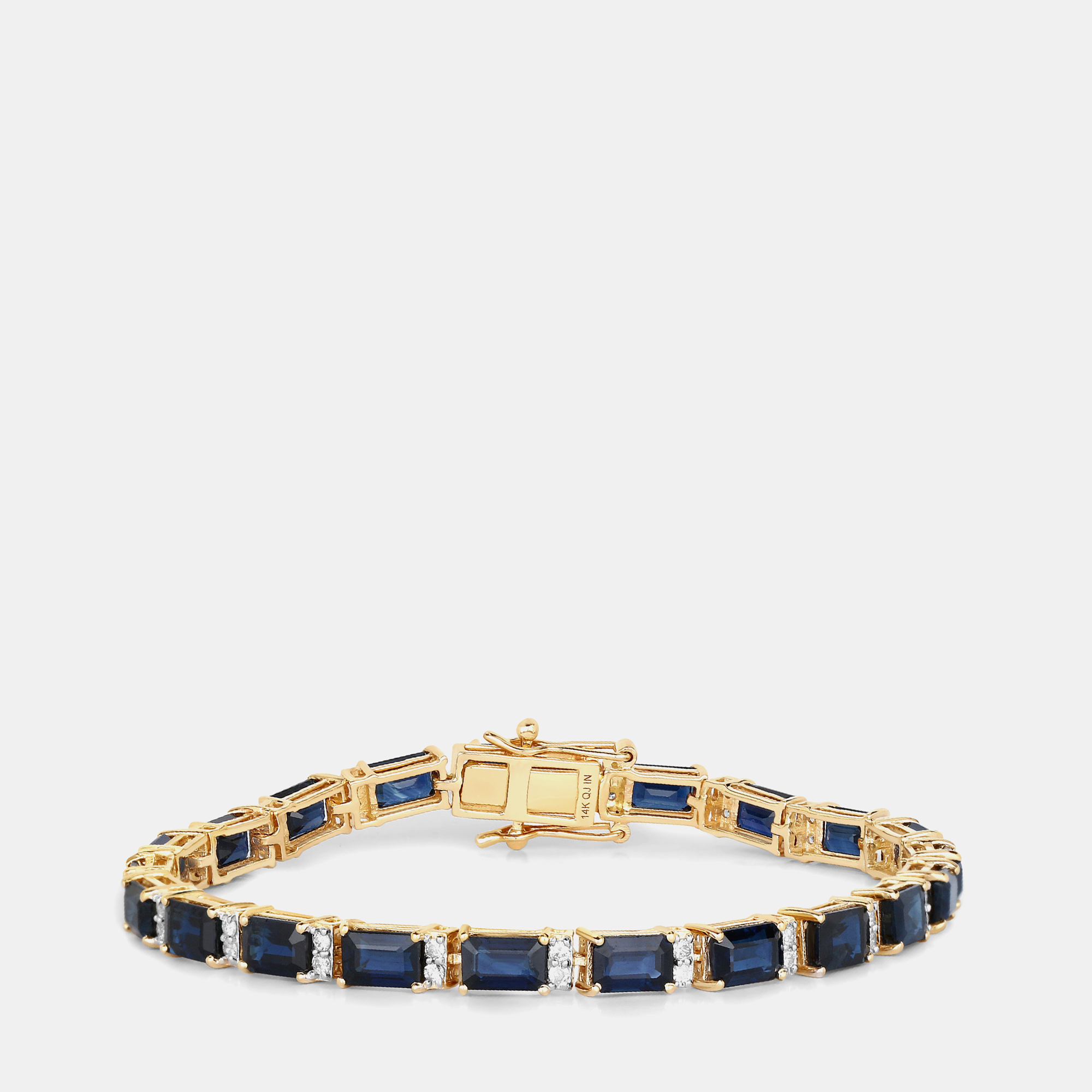 Click to view more detailed imagery on our partner's website Pre-owned Hautefacets 12.18 Cts Blue Sapphire And Diamond 14k Yellow Gold Tennis Bracelet