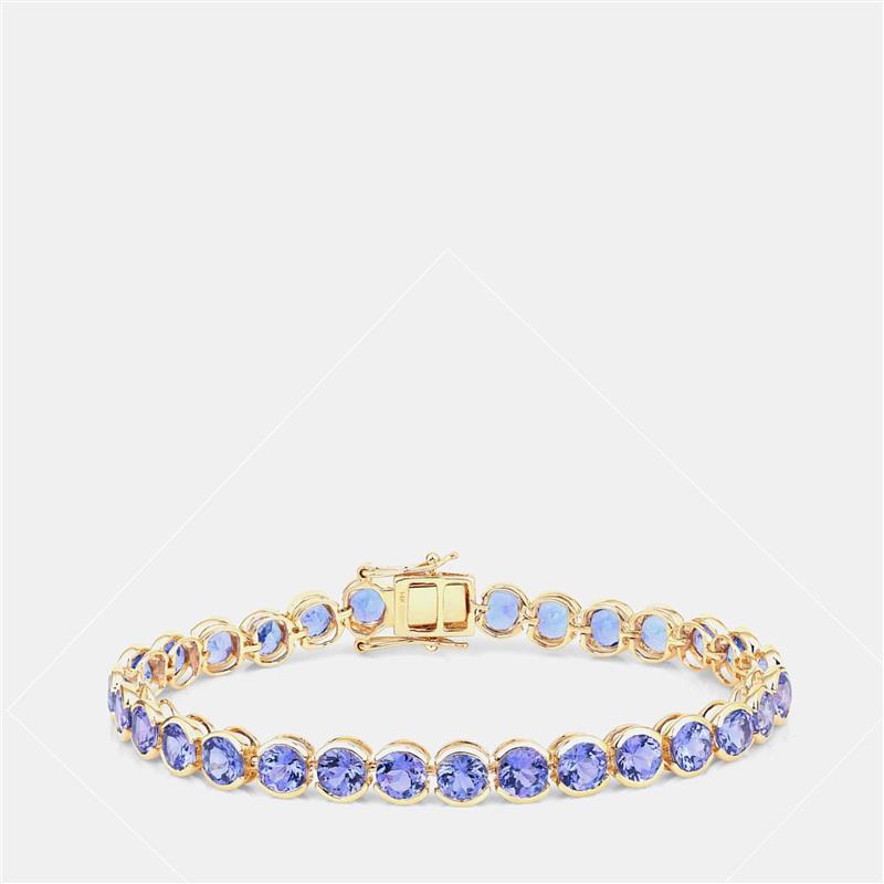 Pre-owned Hautefacets 12.60 Cts Tanzanite 14k Yellow Gold Tennis Bracelet