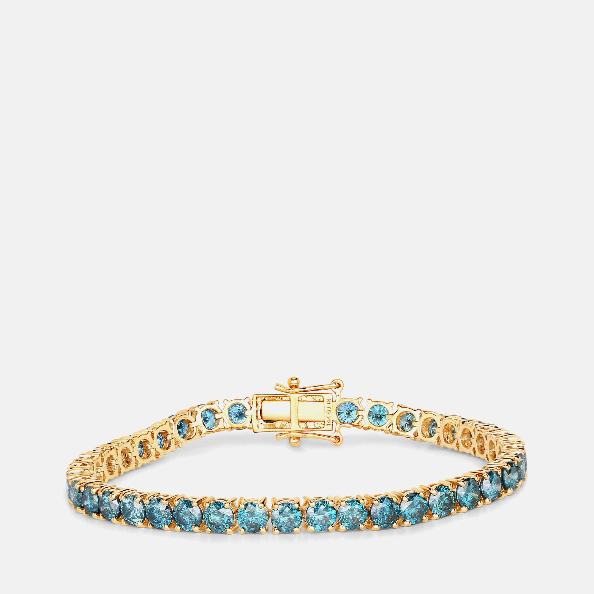 Pre-owned Hautefacets 14.33 Cts Blue Diamond 14k Yellow Gold Tennis Bracelet