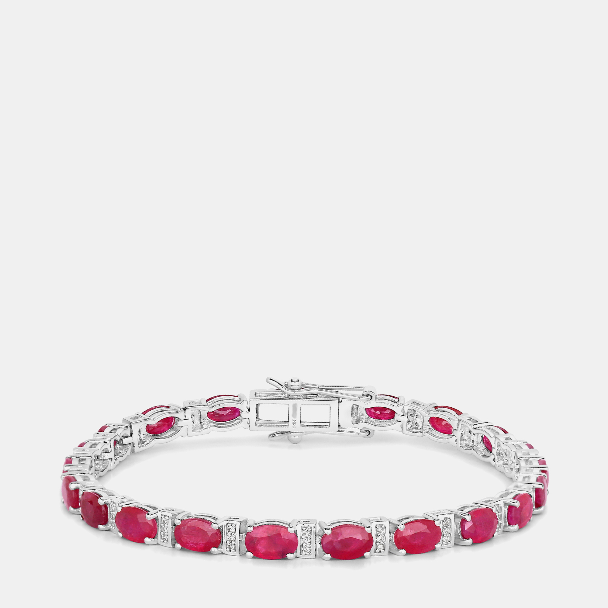 Click to view more detailed imagery on our partner's website Pre-owned Hautefacets 10.92 Cts Ruby And Diamond 14k White Gold Tennis Bracelet