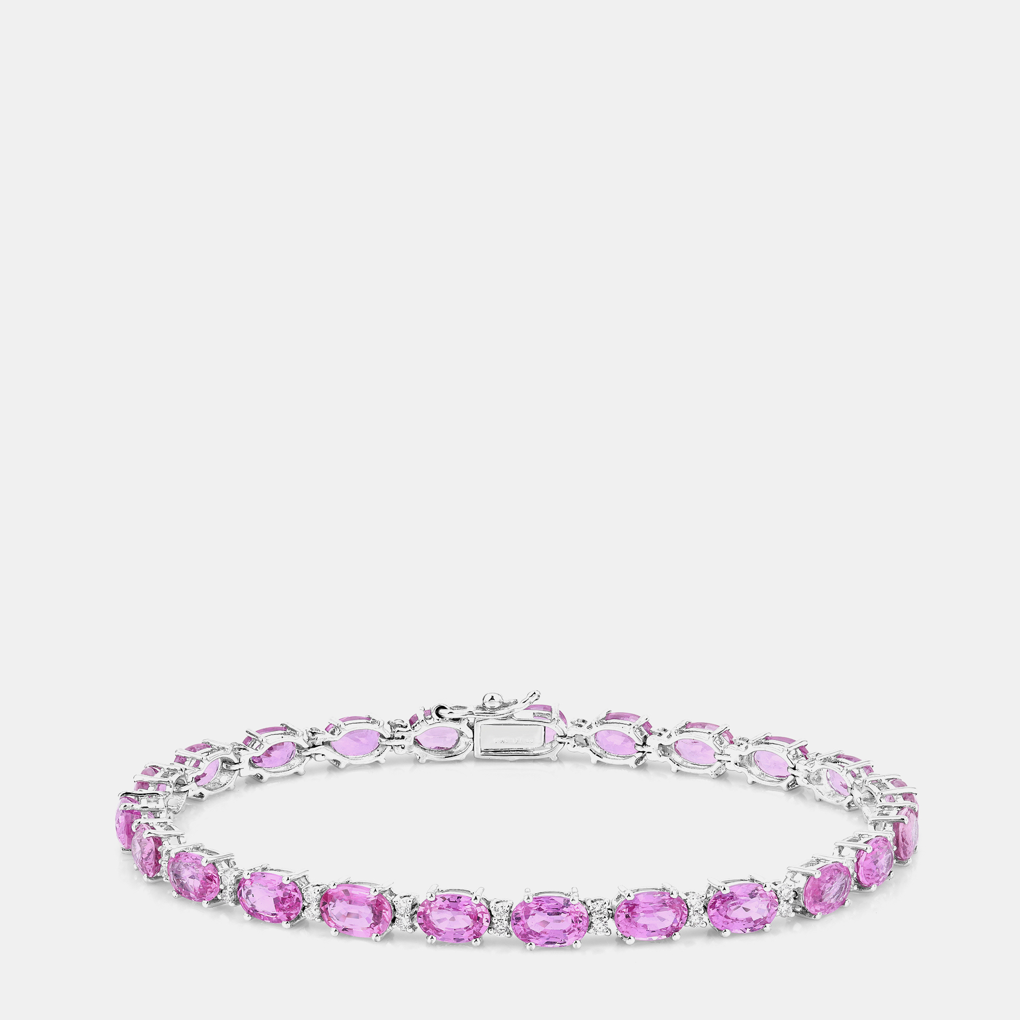 Pre-owned Hautefacets 13.27 Cts Pink Sapphire And Diamond 14k White Gold Tennis Bracelet