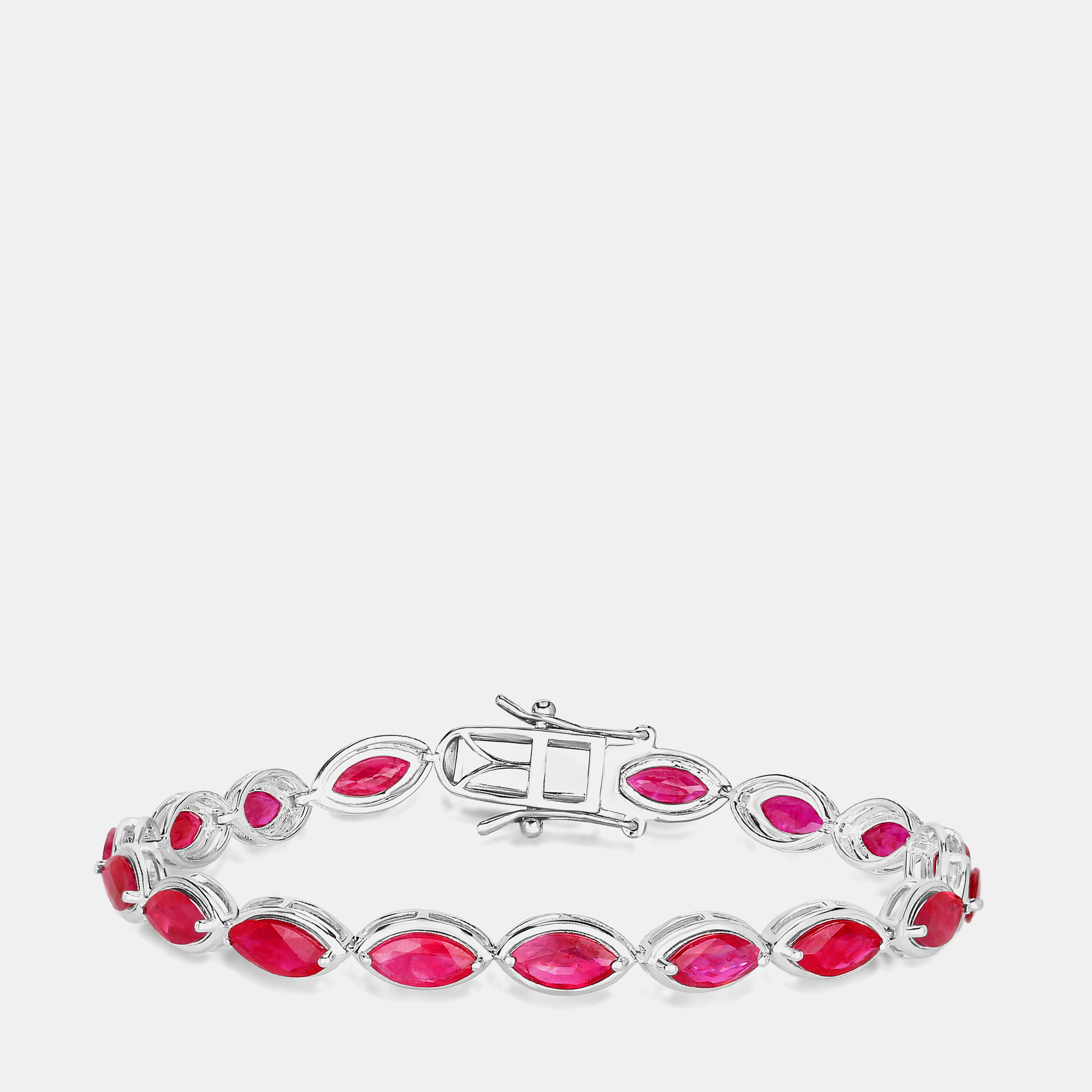 Pre-owned Hautefacets 9.00 Cts Ruby 14k White Gold Tennis Bracelet