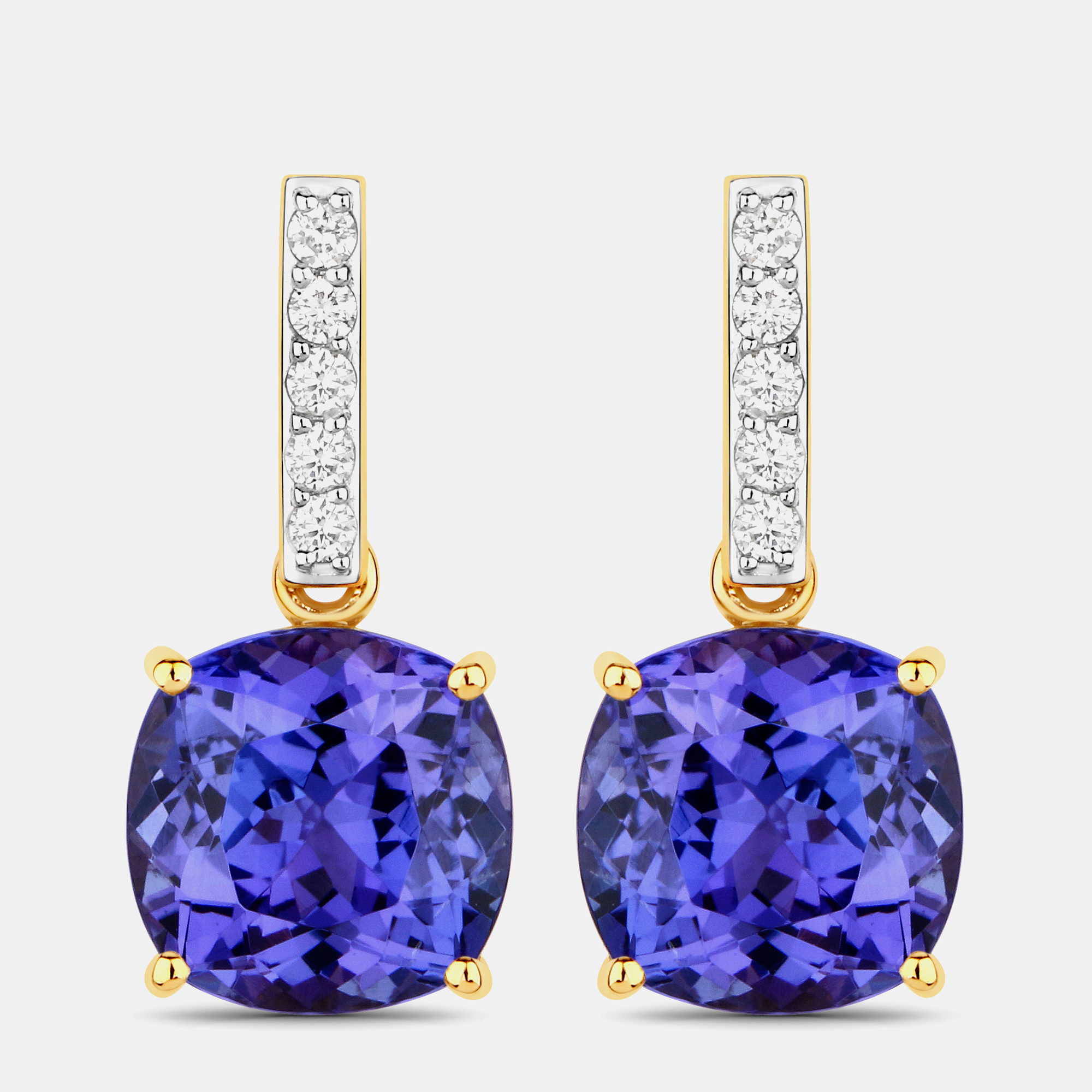 Click to view more detailed imagery on our partner's website Pre-owned Hautefacets 5.50 Cts Tanzanite And Diamond 14k Yellow Gold Dangle Earrings