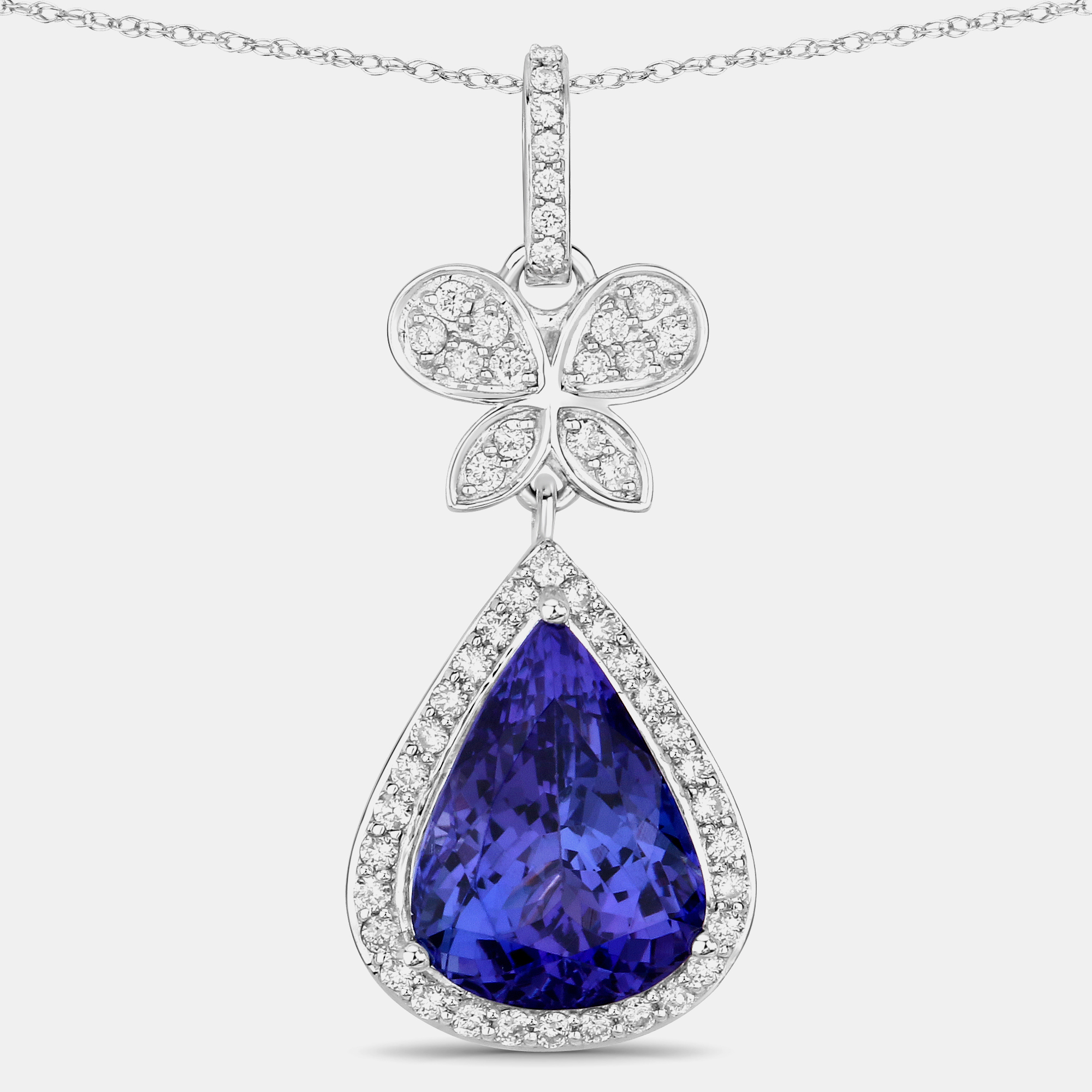 Pre-owned Hautefacets 5.16 Cts Tanzanite And Diamond 18k White Gold Statement Pendant