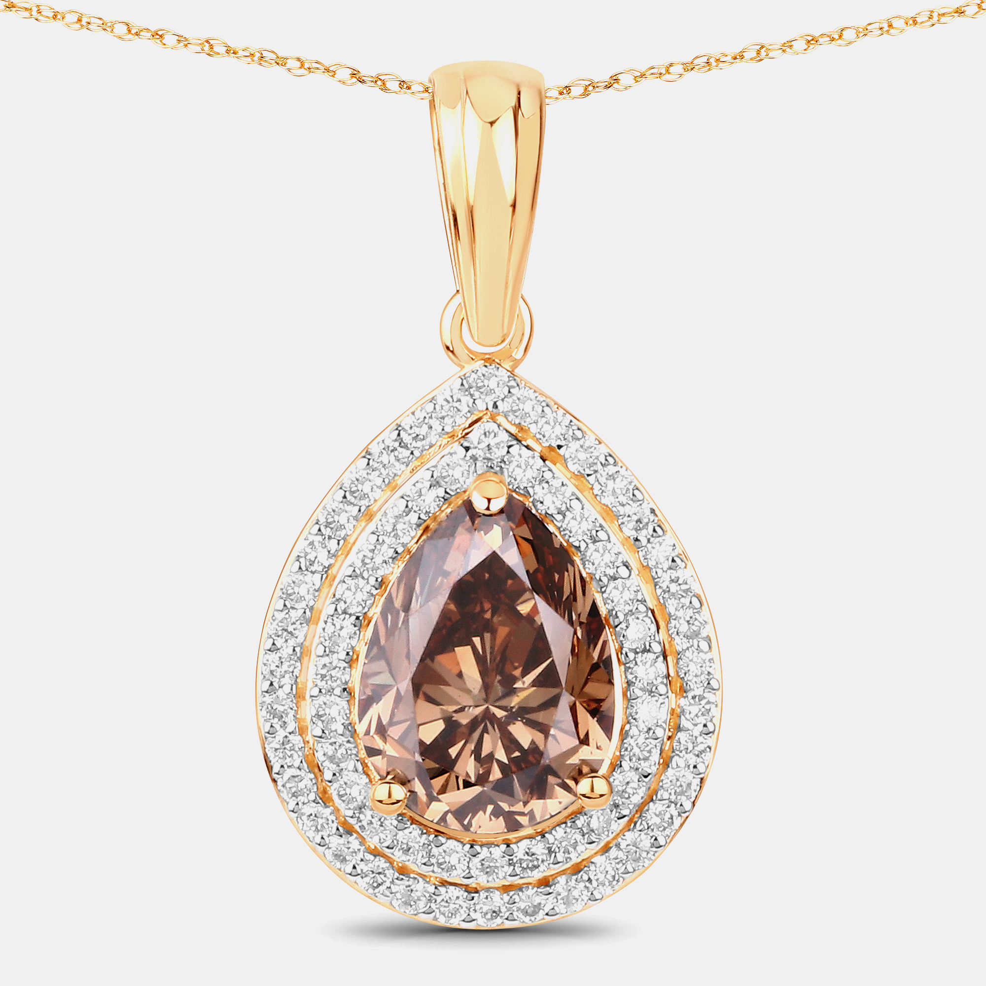 Pre-owned Hautefacets 2.01 Cts Brown Diamond And Diamond 18k Yellow Gold Statement Pendant