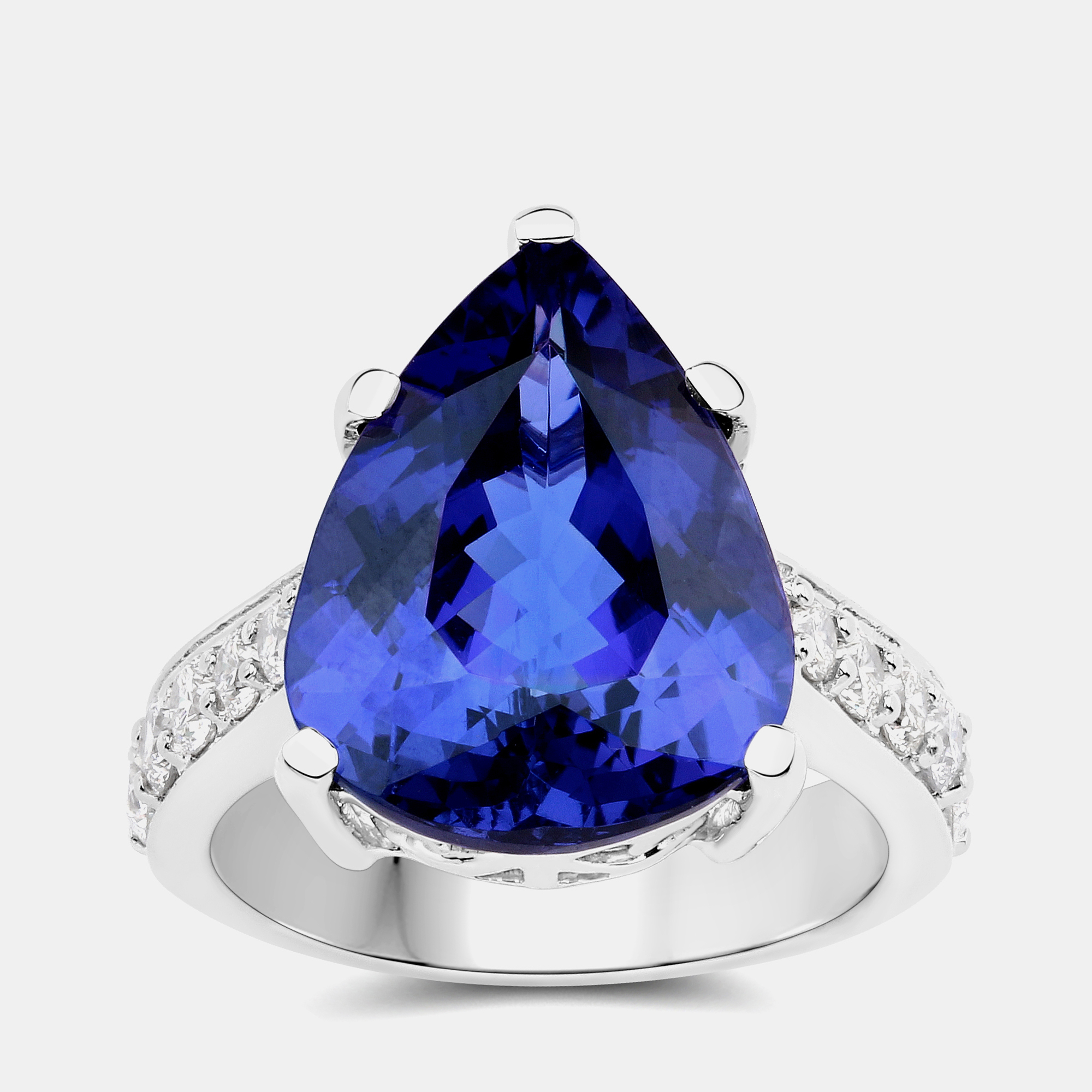 Pre-owned Hautefacets 10.45 Cts Tanzanite And Diamond 18k White Gold Ring Us Size 8
