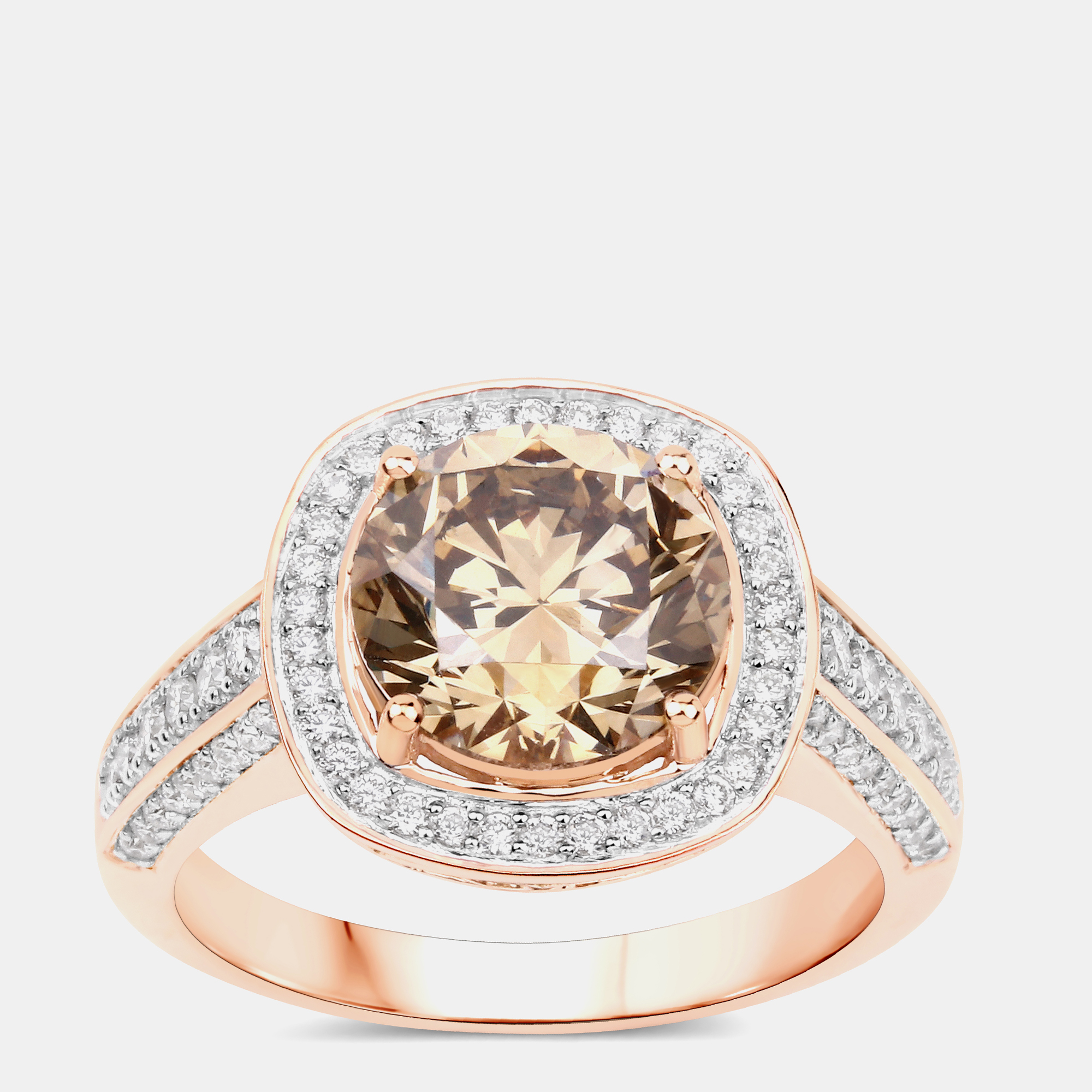 Pre-owned Hautefacets 3.01 Cts Brown Diamond And Diamond 18k Rose Gold Statement Ring Us Size 7