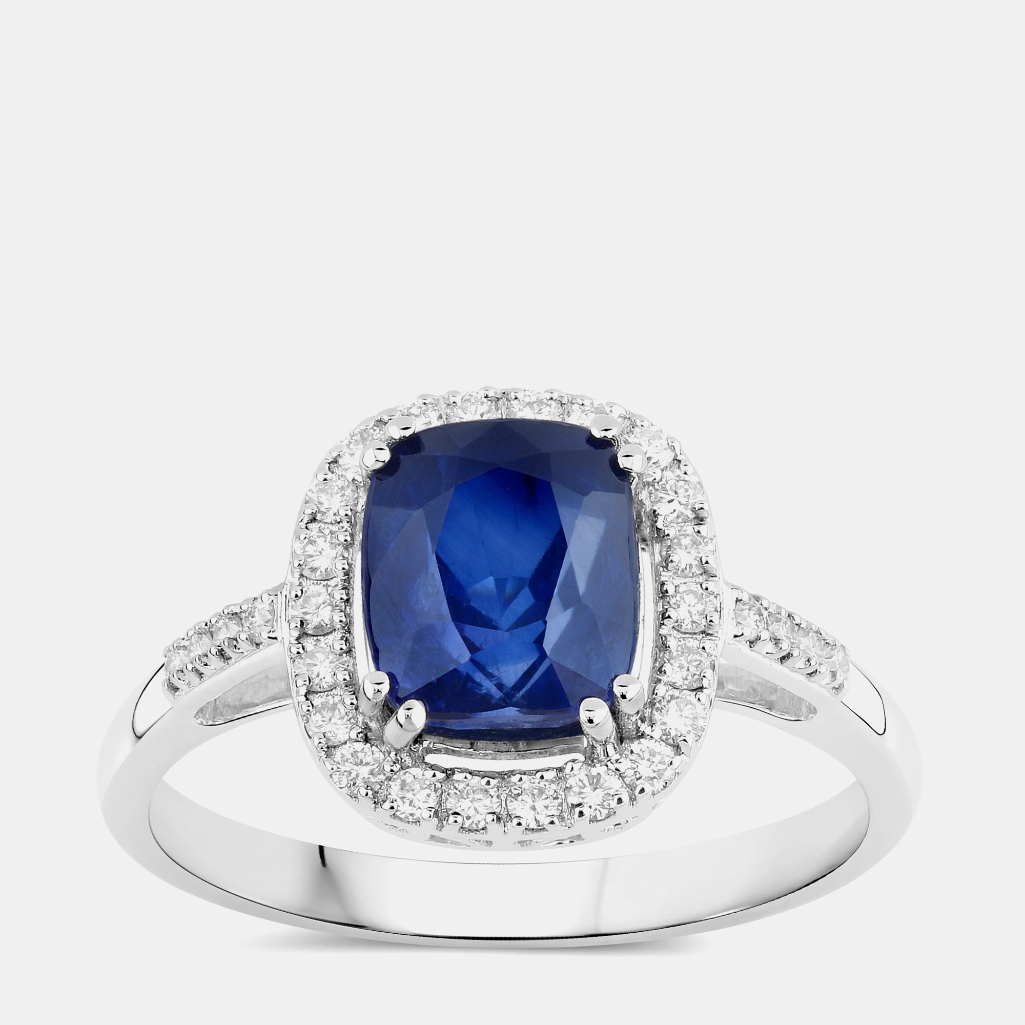 Pre-owned Hautefacets 2.77 Cts Ceylon Blue Sapphire And Diamond 18k White Gold Halo Ring Us Size 7
