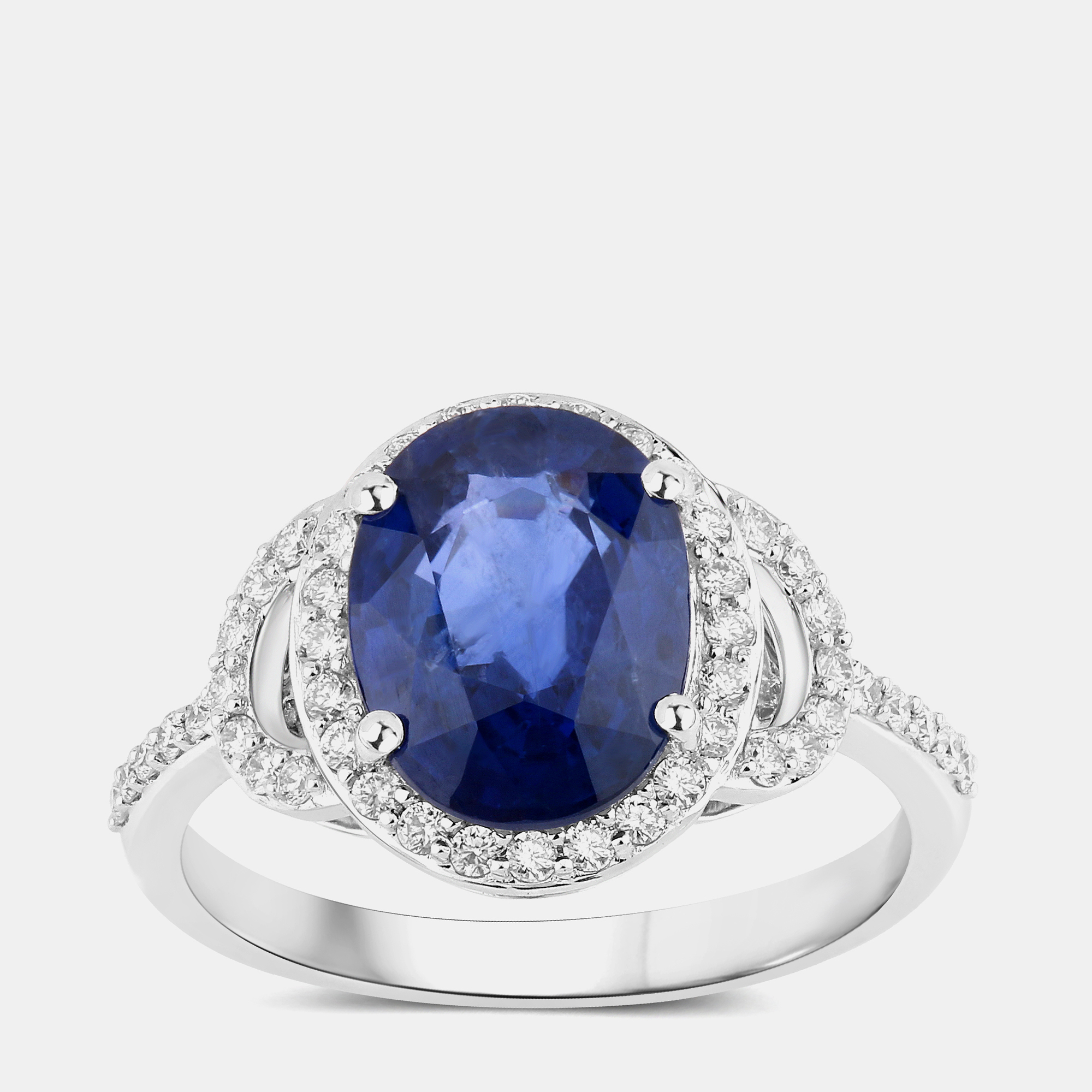 Pre-owned Hautefacets 2.62 Cts Ceylon Blue Sapphire And Diamond 18k White Gold Promise Ring Us Size 7