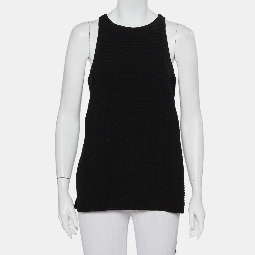 Pre-owned Helmut Lang Black Textured Synthetic Raze Tank Top M
