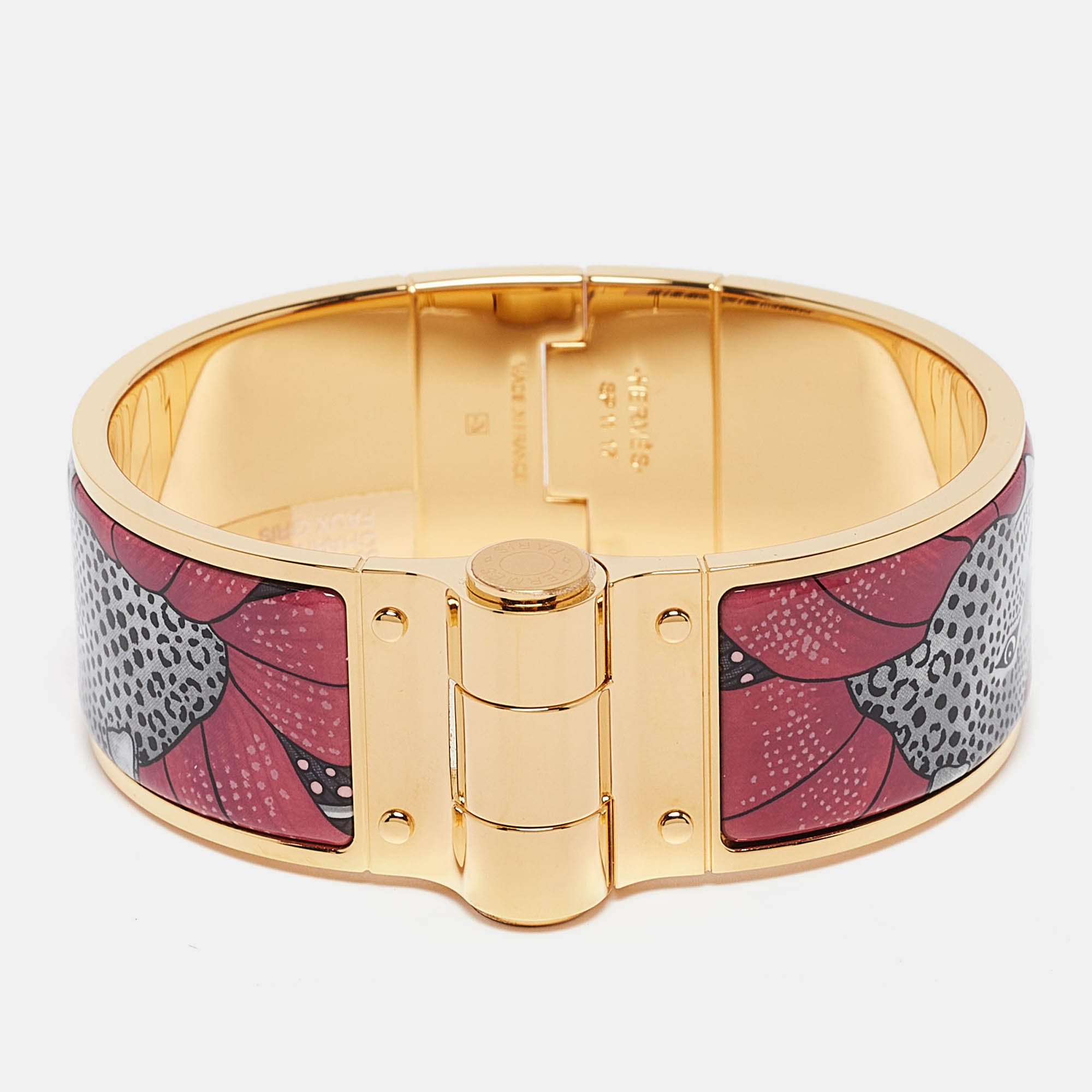 

Hermes Charnière Baobab Cat Hinged Enamel Gold Plated Bracelet