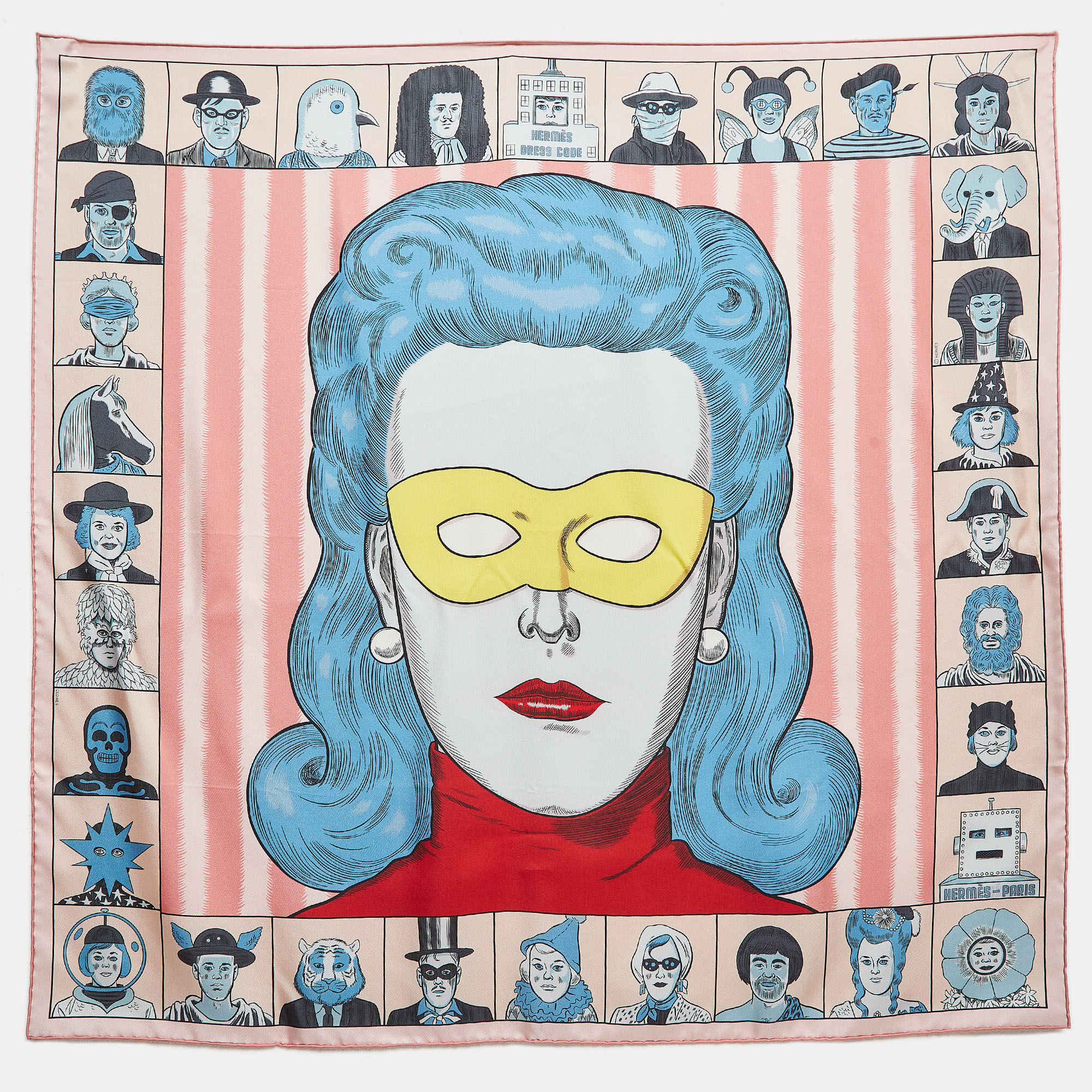 

Hermès Pink/Blue Printed Silk Double Face Dress Code Scarf