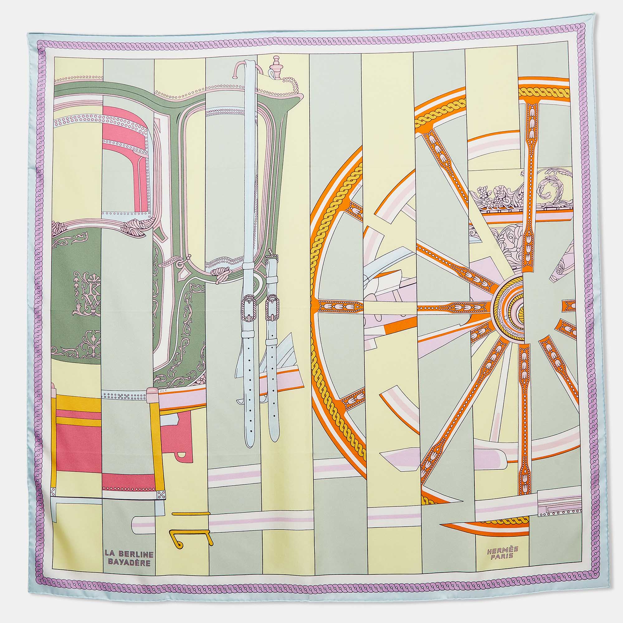 Hermès Green/Yellow Printed Silk La Berline Bayadere Scarf