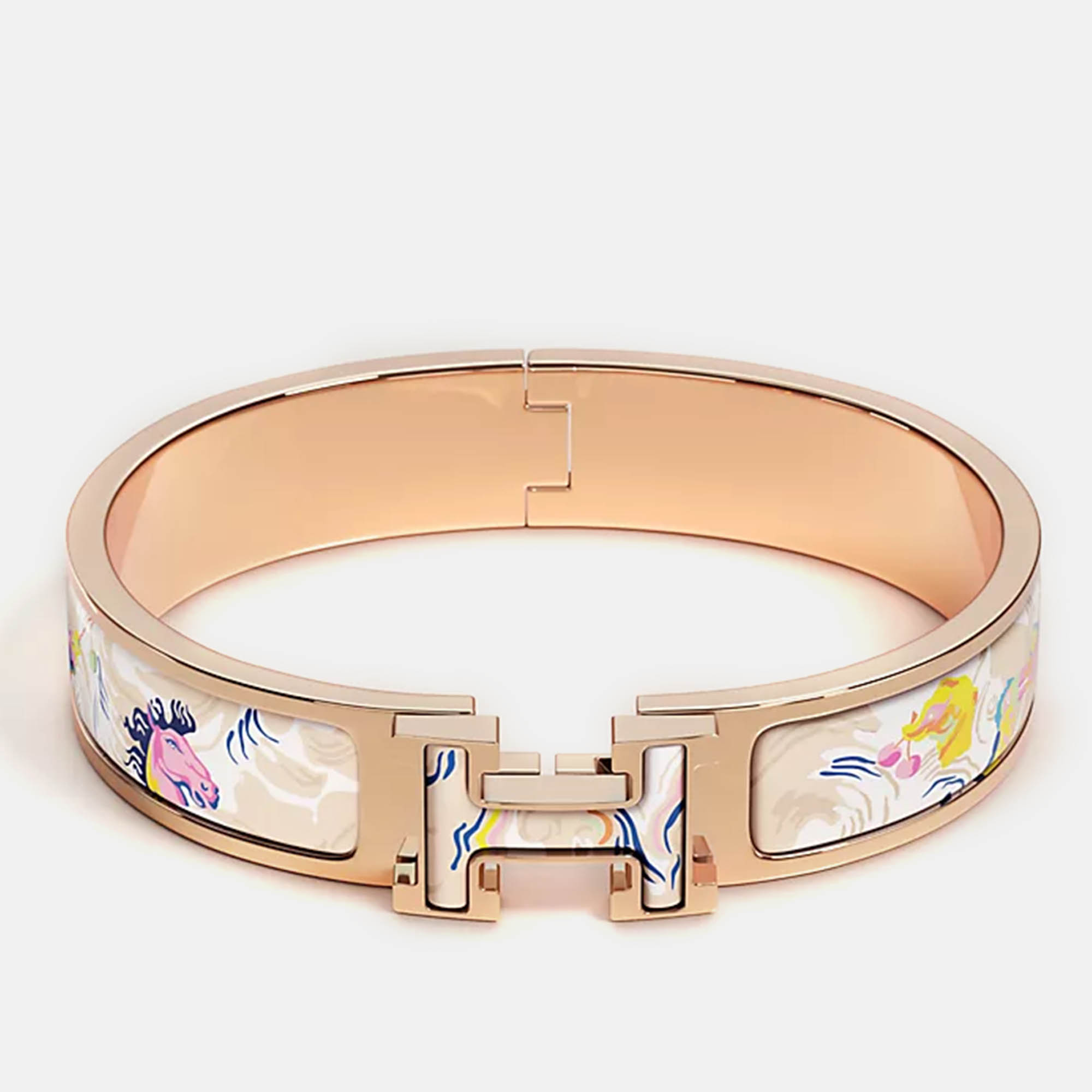 

Hermes Confettis Enamel Clic H emile et une Nuit bracelet Size GM, Multicolor