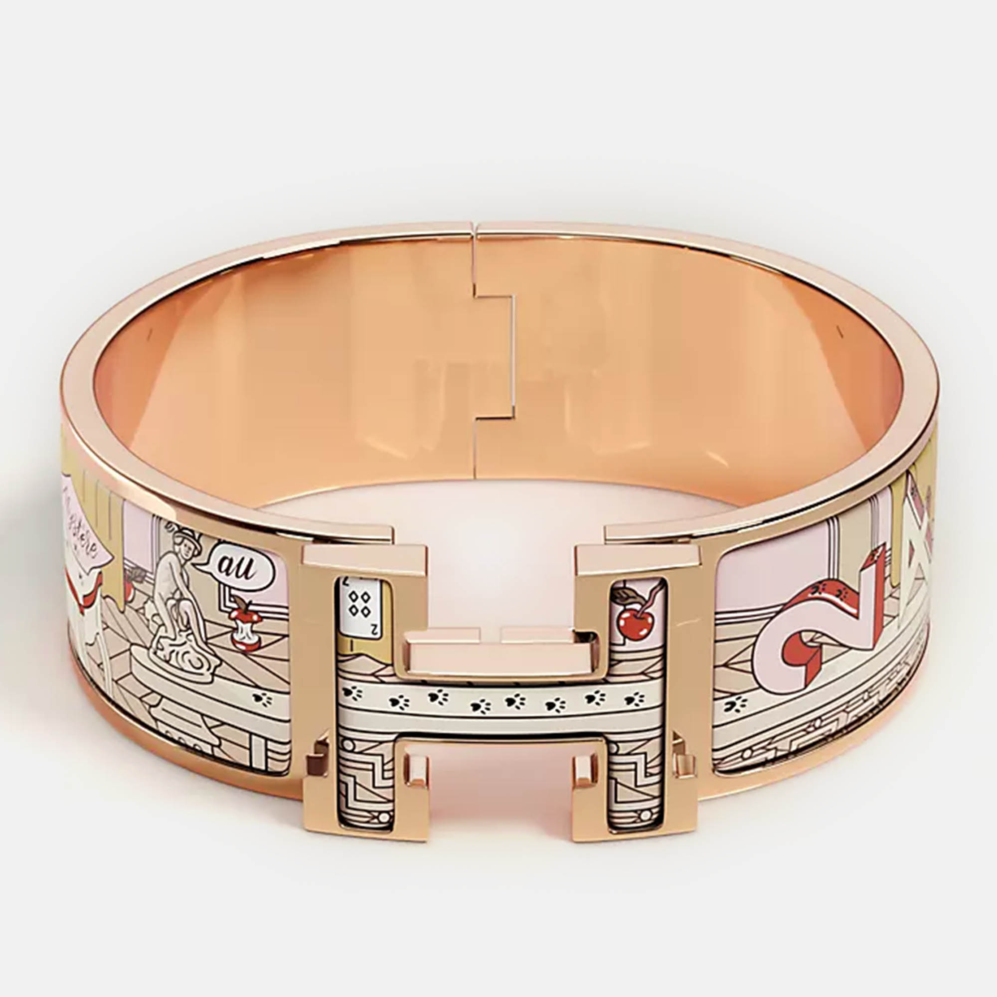 

Hermes Faubourg Enamel Clic Clac H Mystere au 24 Wide bracelet Size PM, Multicolor