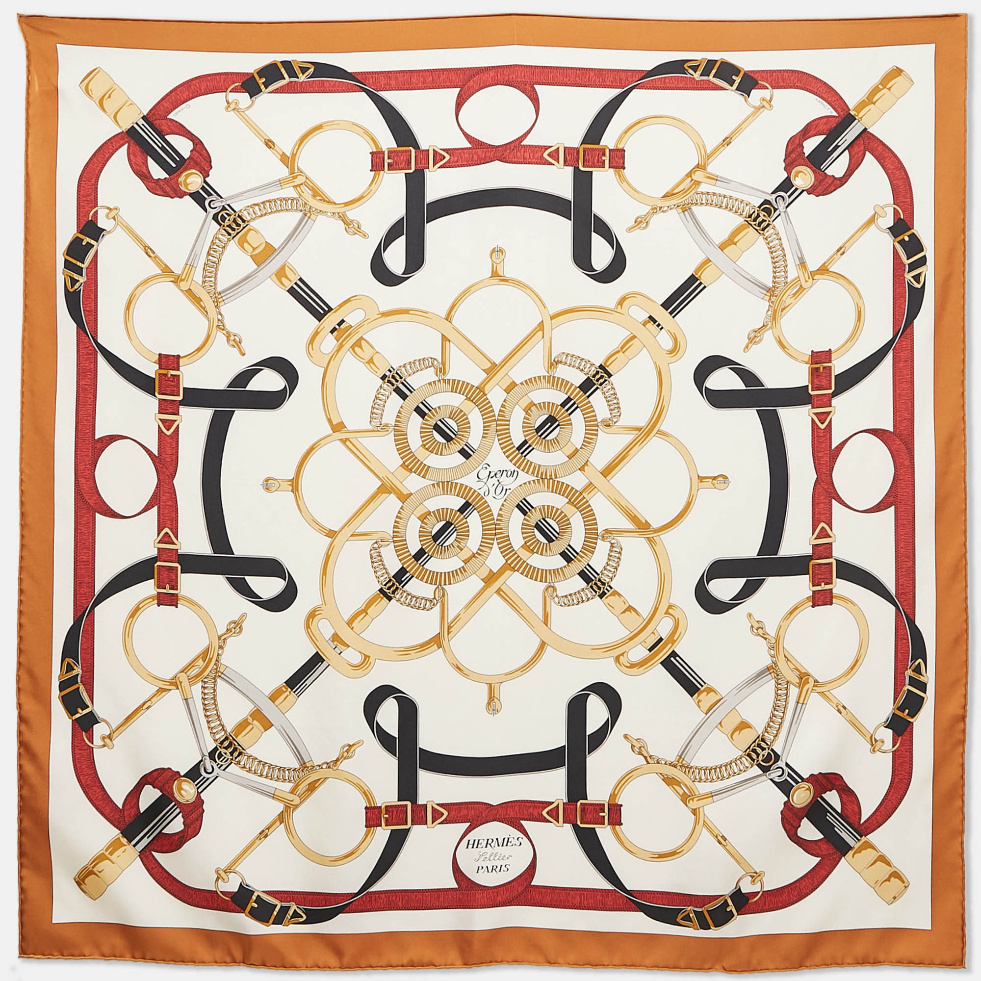 

Hermes Multicolor Print Silk Eperon D'or Forever scarf