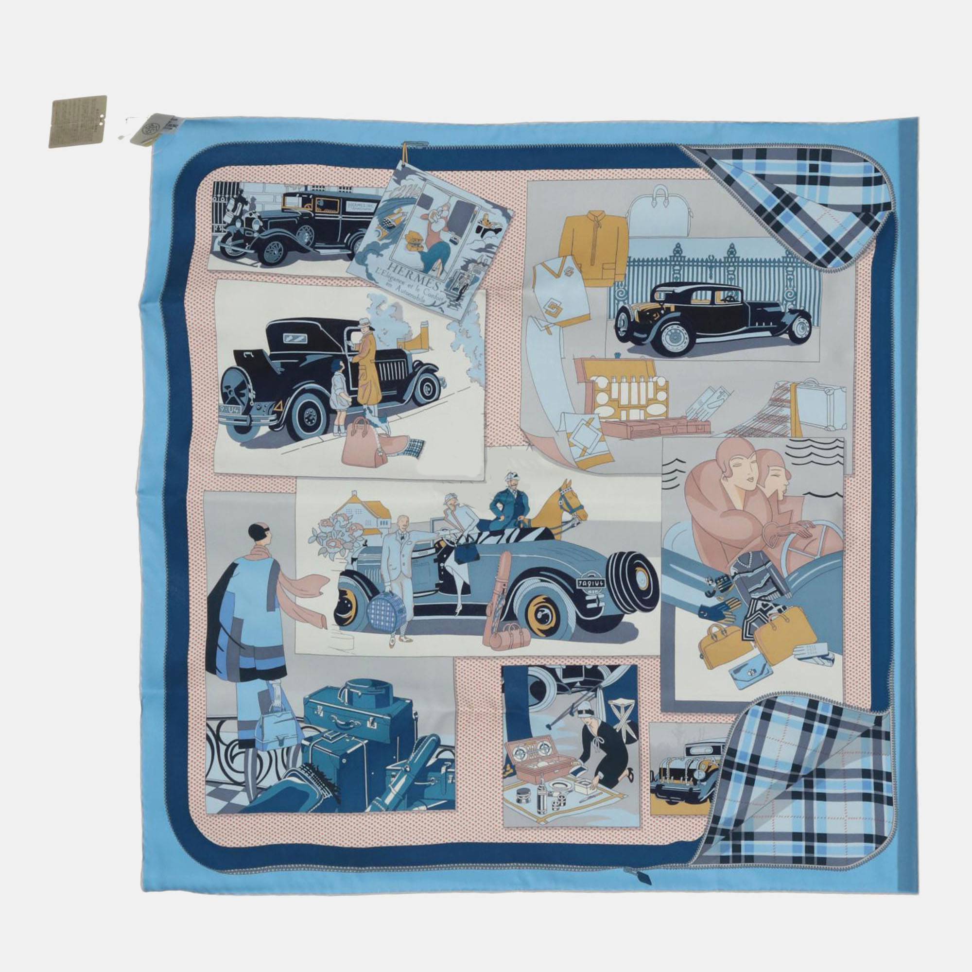 

Hermes L'Elegance et le Confort en Automobile Silk Scarf, Blue