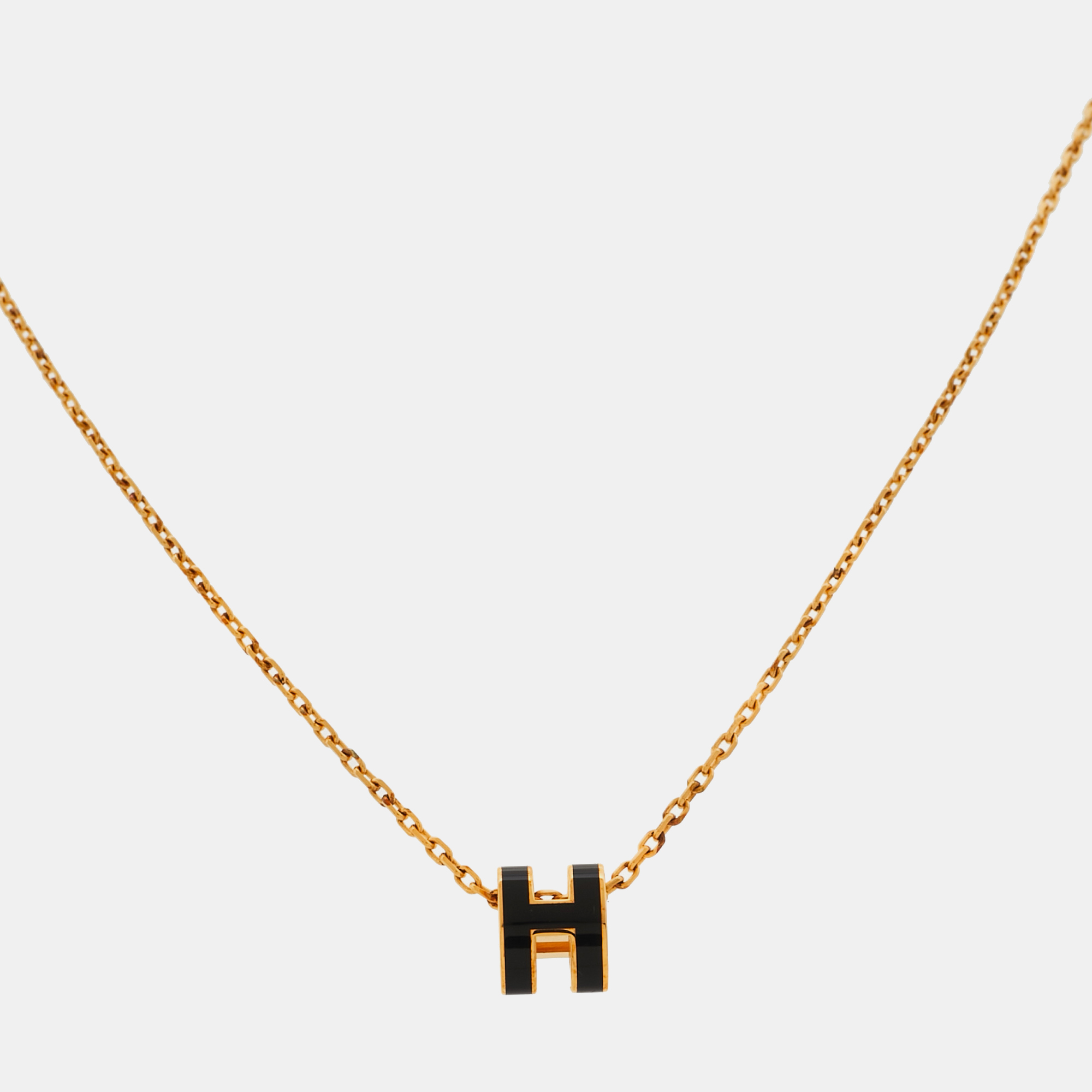 

Hermes Mni Pop H Enamel Gold Plated Necklace