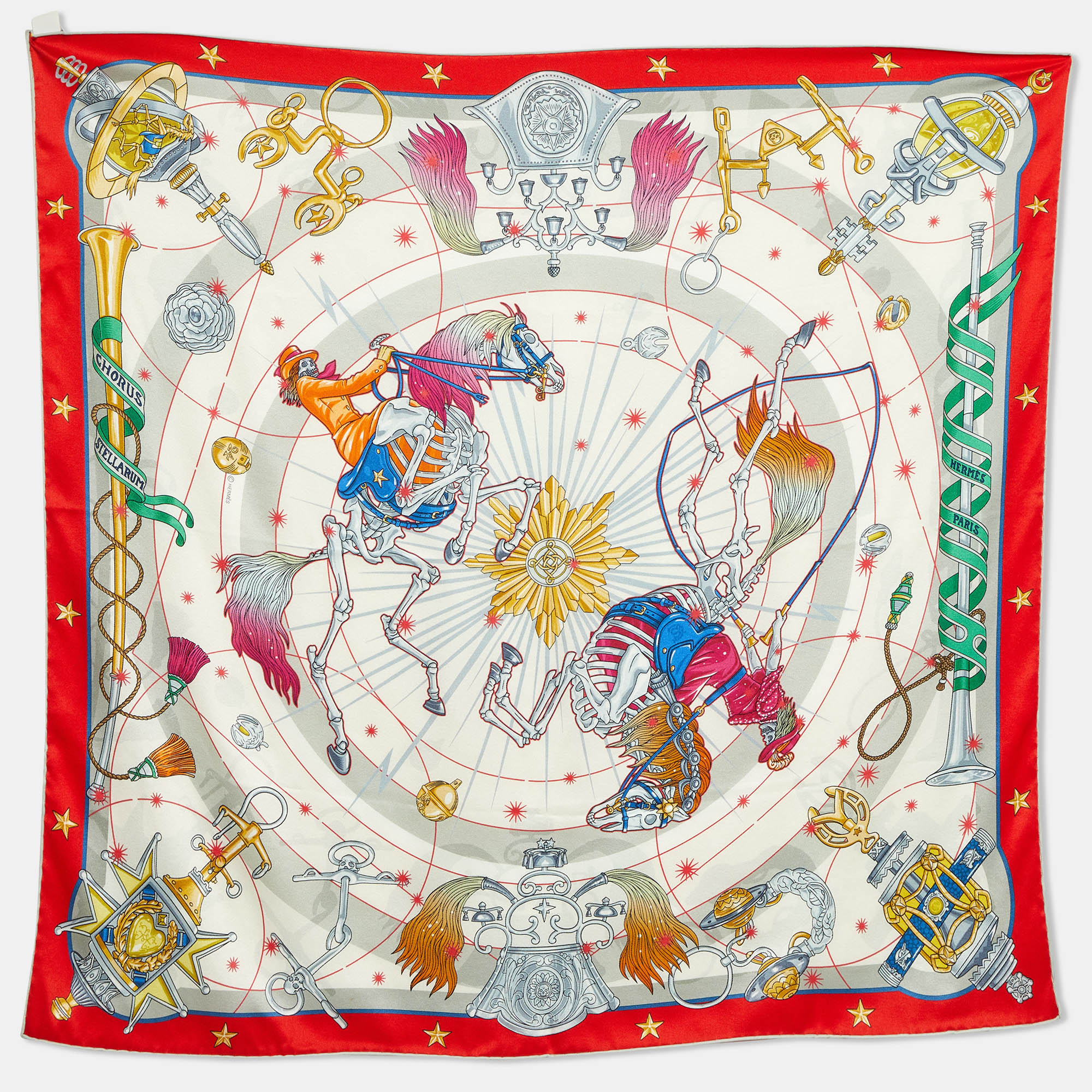 

Hermes Multicolor Chorus Stellarum Silk Vintage Scarf