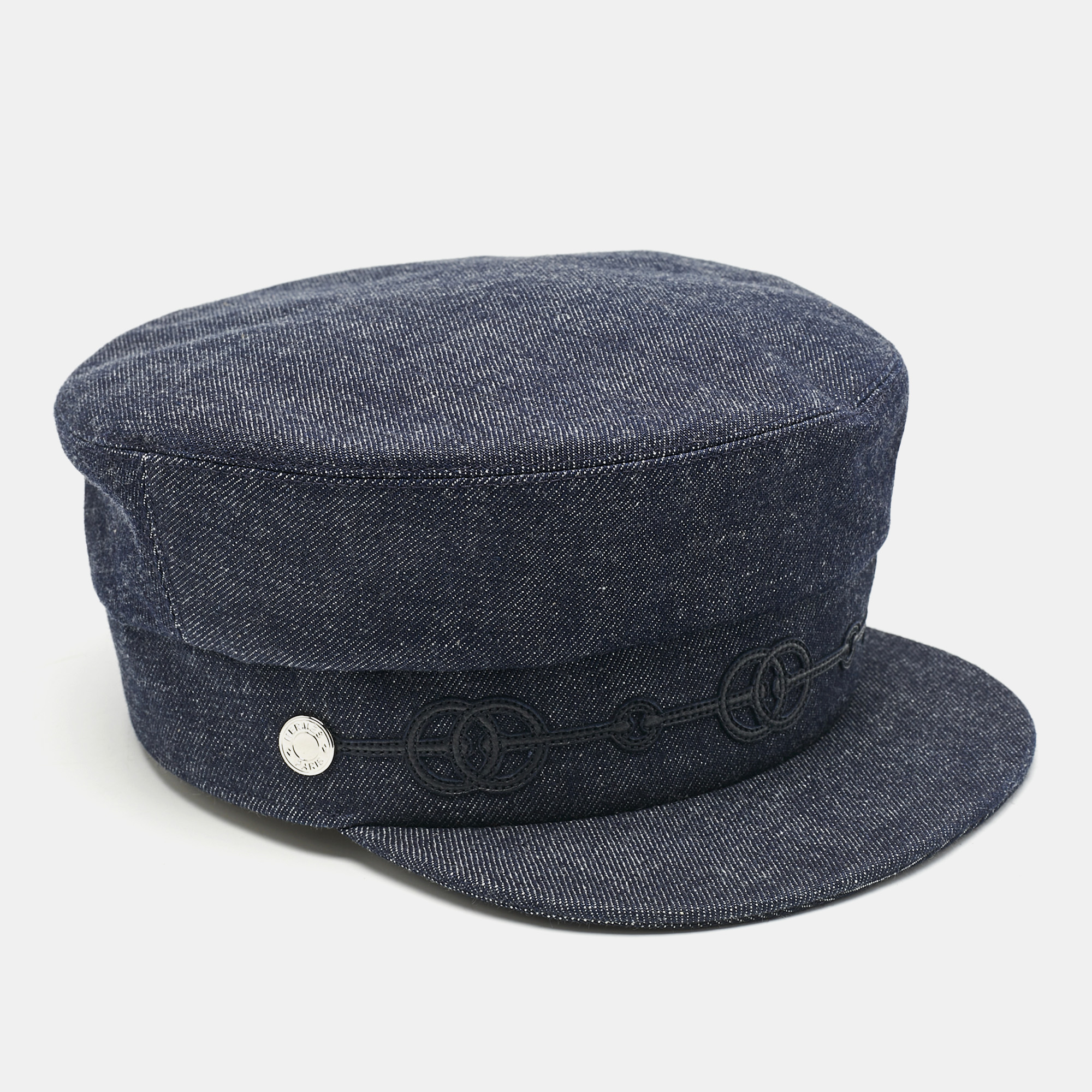 

Hermès Blue Denim Cabourg Cliquetis Newsboy Cap Size