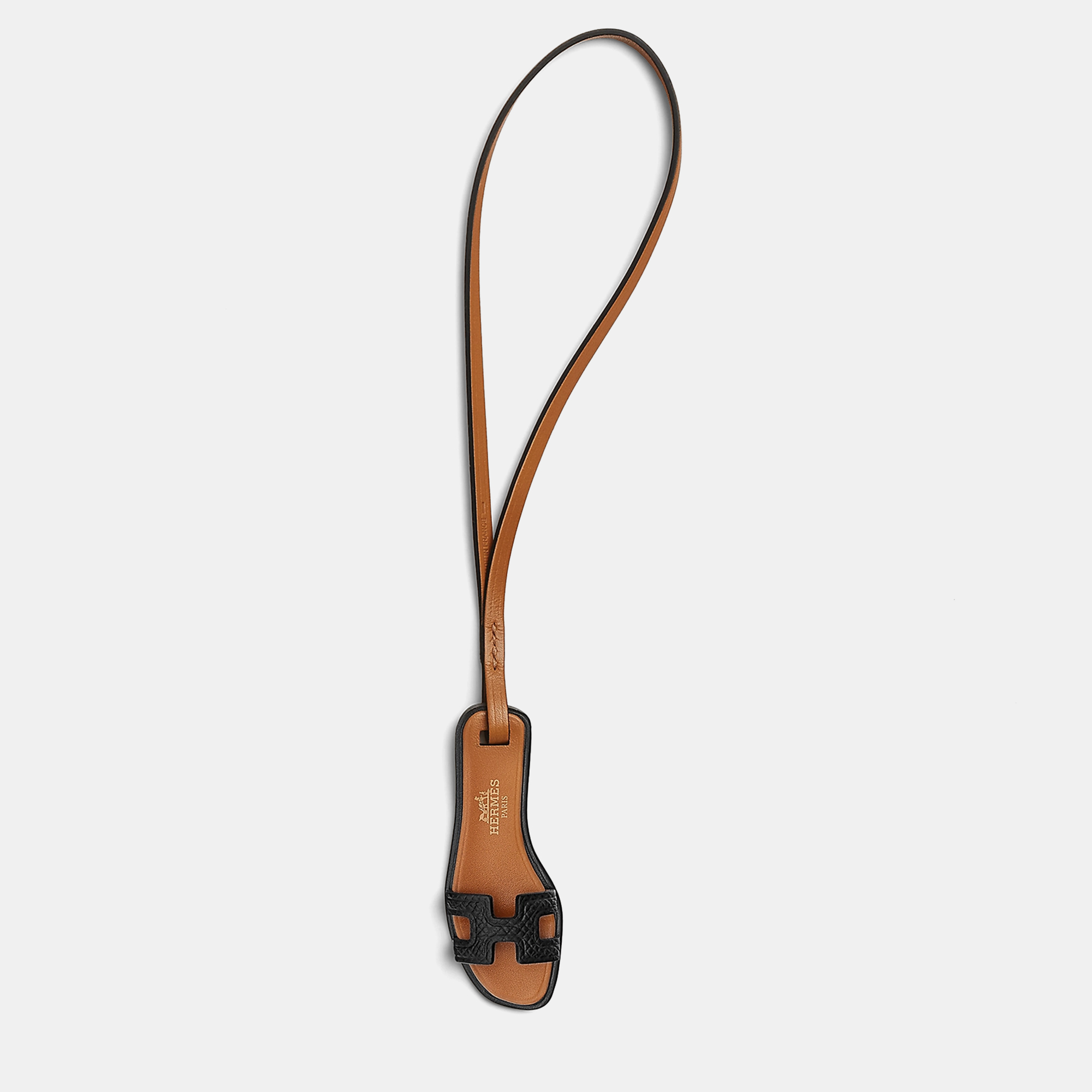 

Hermes Black, Natural, Sand, Black Oran Nano Bag Charm, Brown