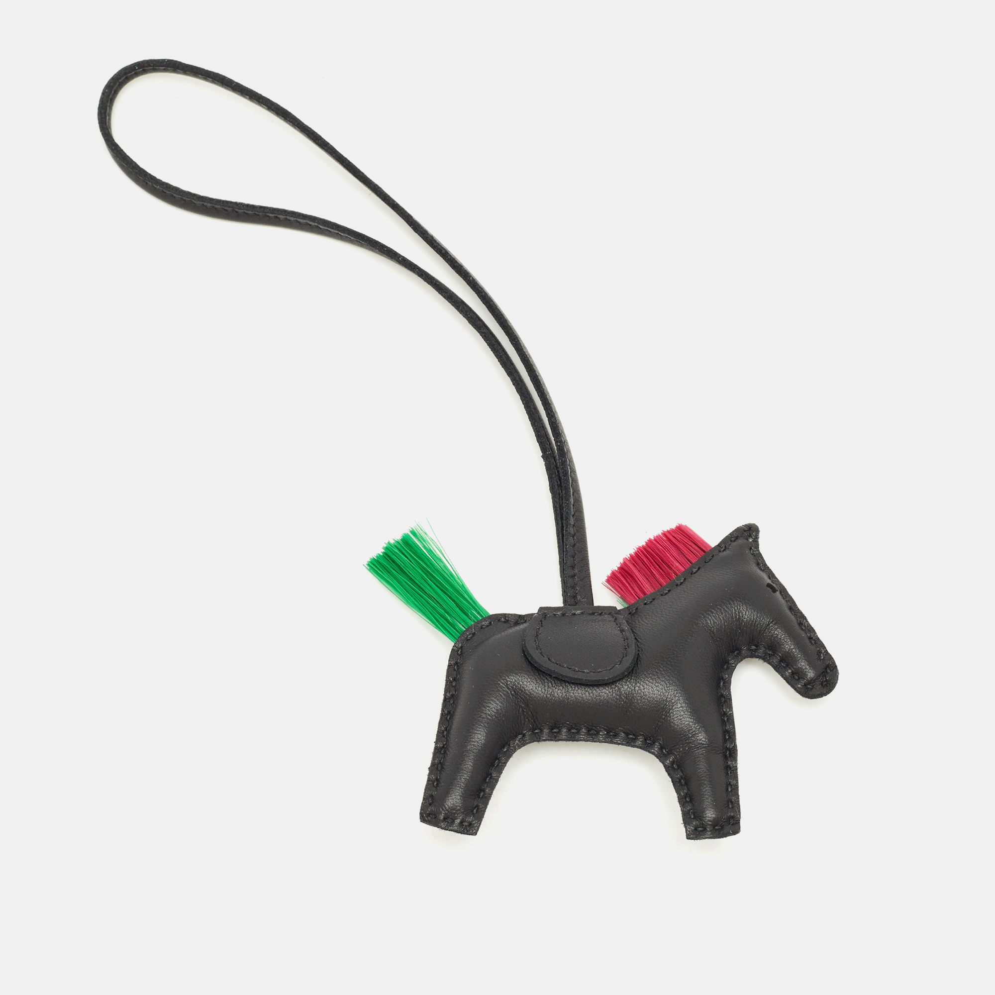 

Hermes Noir/Menthe/Magnolia Milo Leather and Horsehair GriGri Rodeo Punk Bag Charm PM, Multicolor