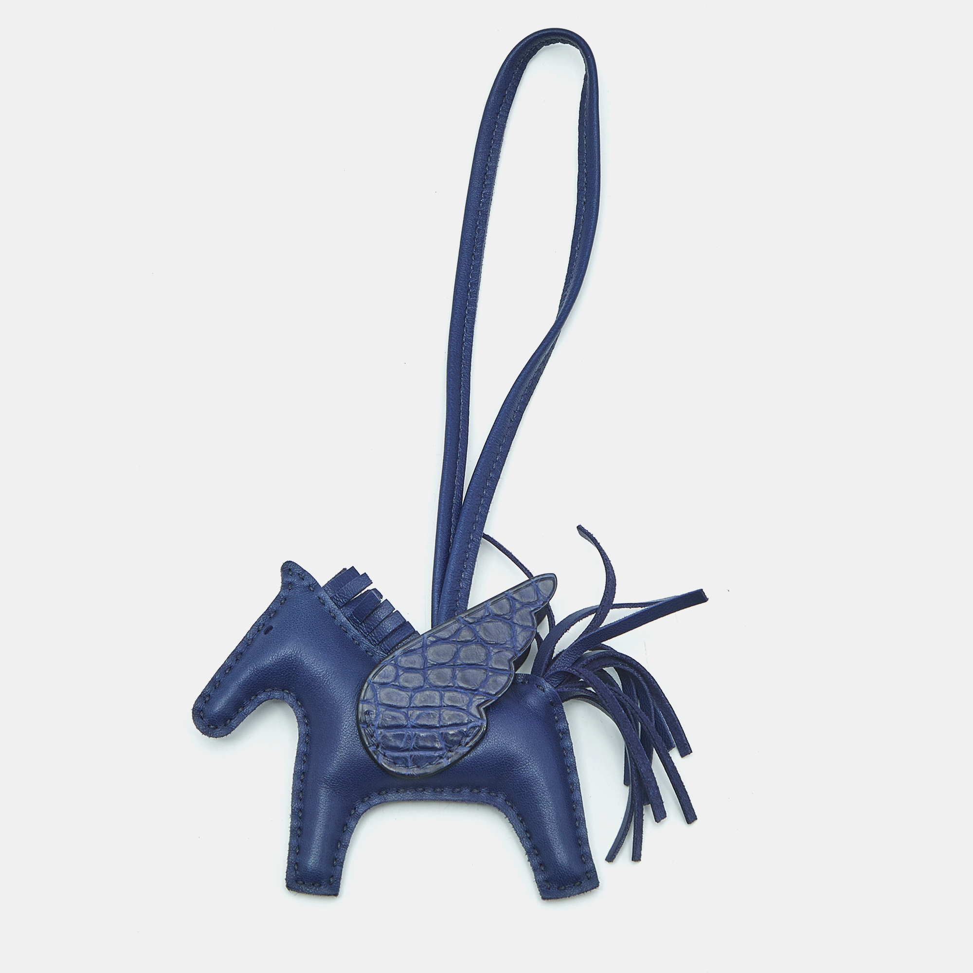 

Hermes Bleu Saphir Milo Leather and Alligator Touch Grigri Rodeo Pegase Bag Charm PM, Blue