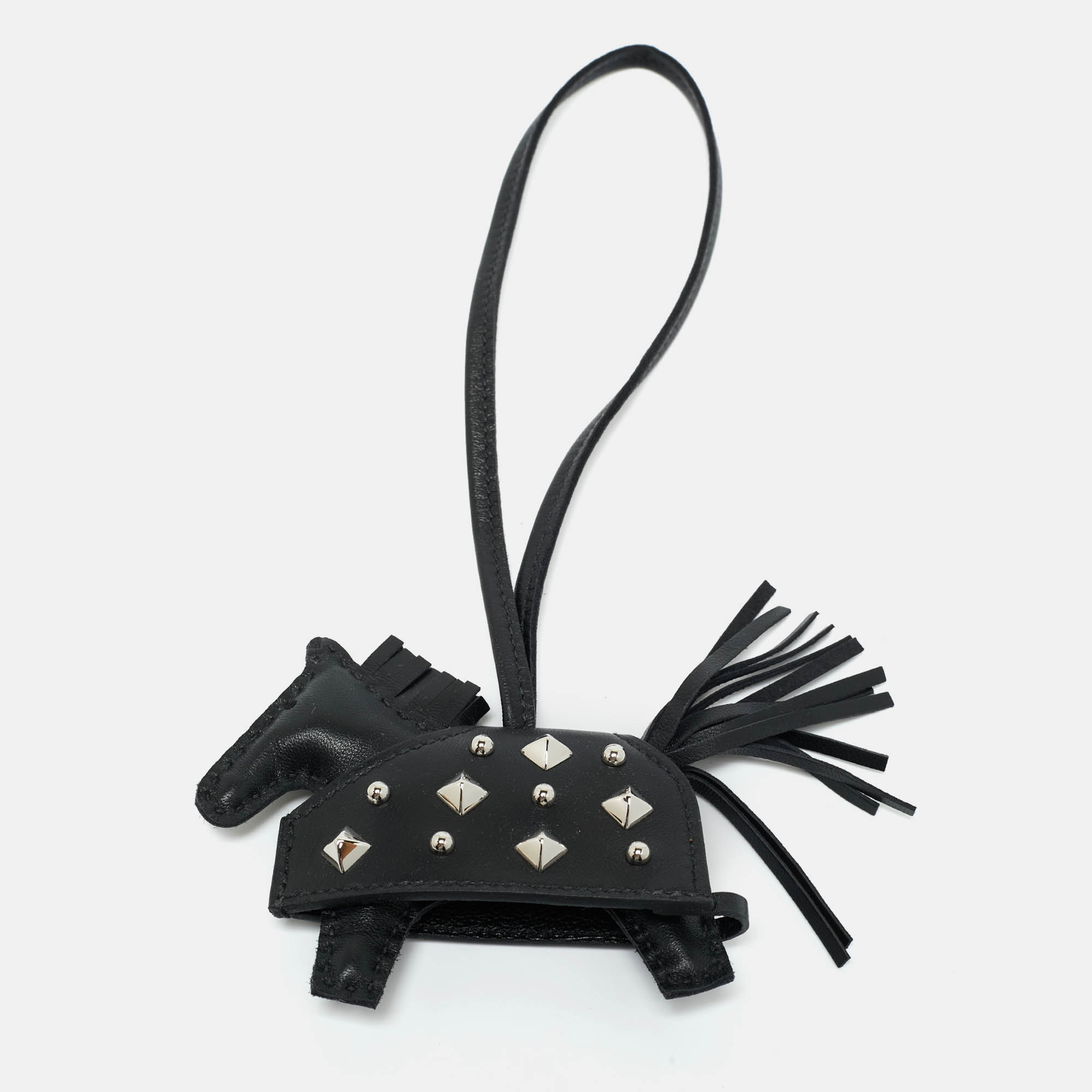 

Hermes Noir Milo Leather Rodeo Robeo Rock Bag Charm PM, Black