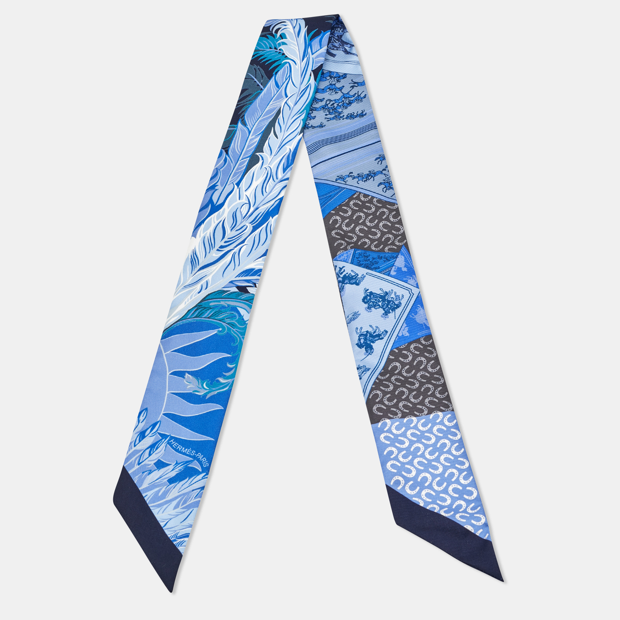 

Hermes Cobalt Blue Cheval Phoenix Silk Twilly