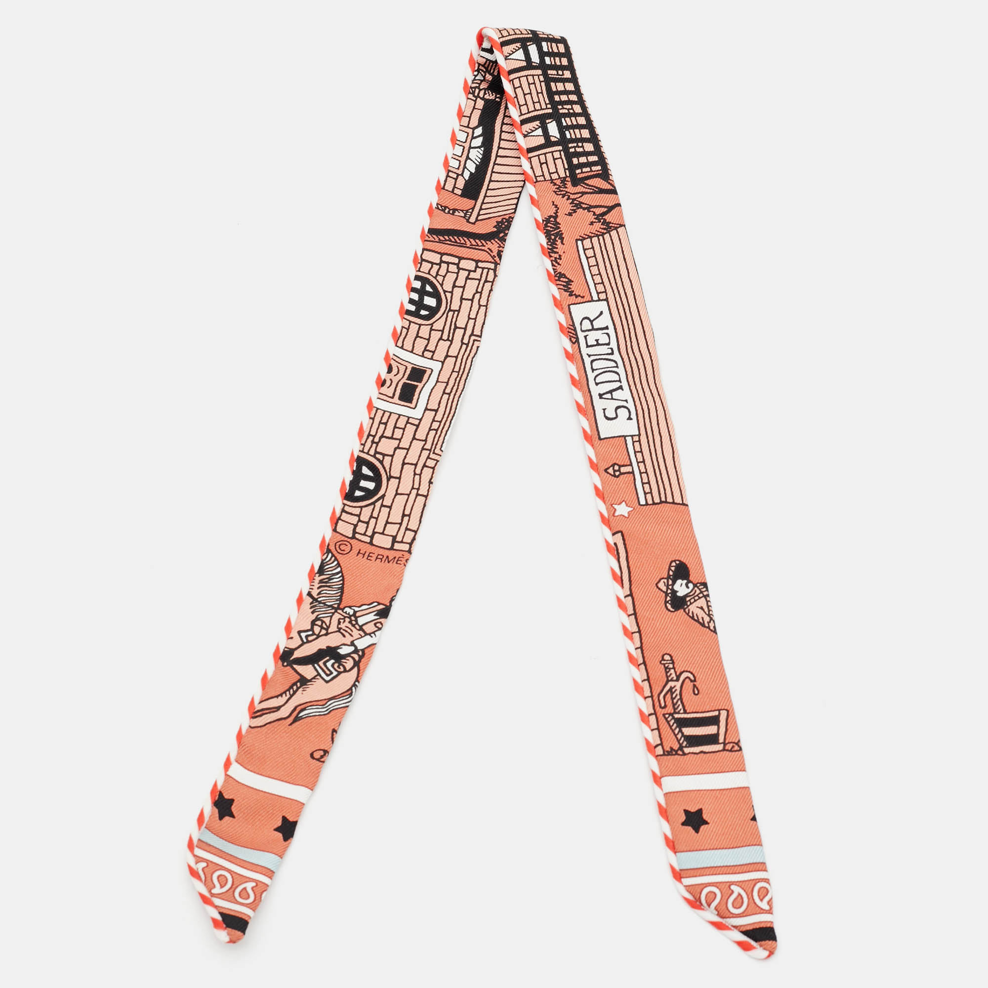 

Hermès Blush Orange Hermes-Paris Station Silk Candy Doll Twilly