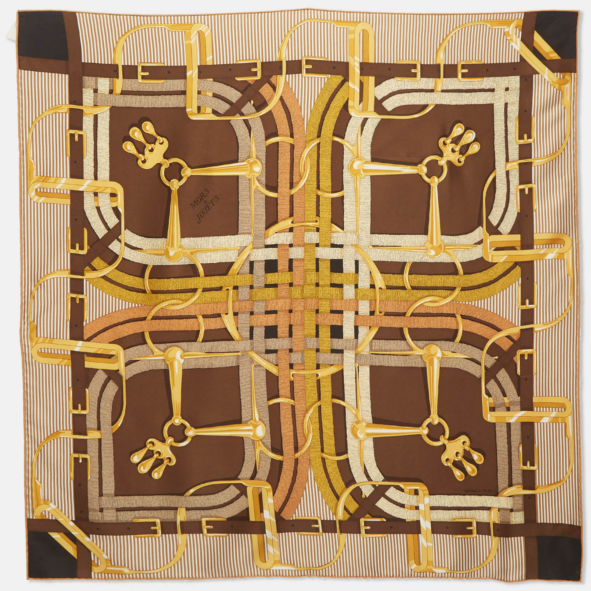 

Hermès Brown Mors a Jouets Silk Scarf 70
