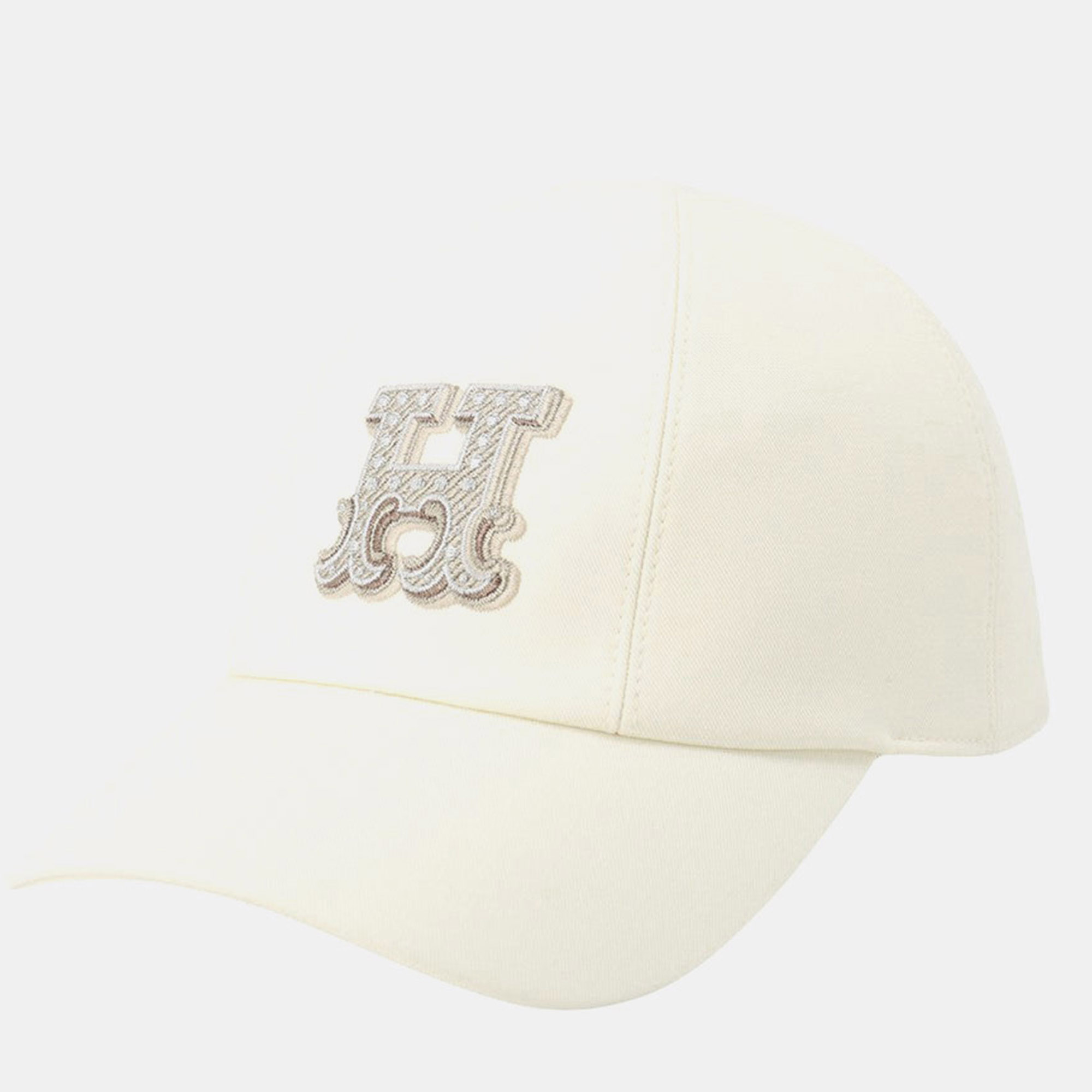 

Hermes Serena H Electric Cap Size  Blanc Lotus Cotton100%, White